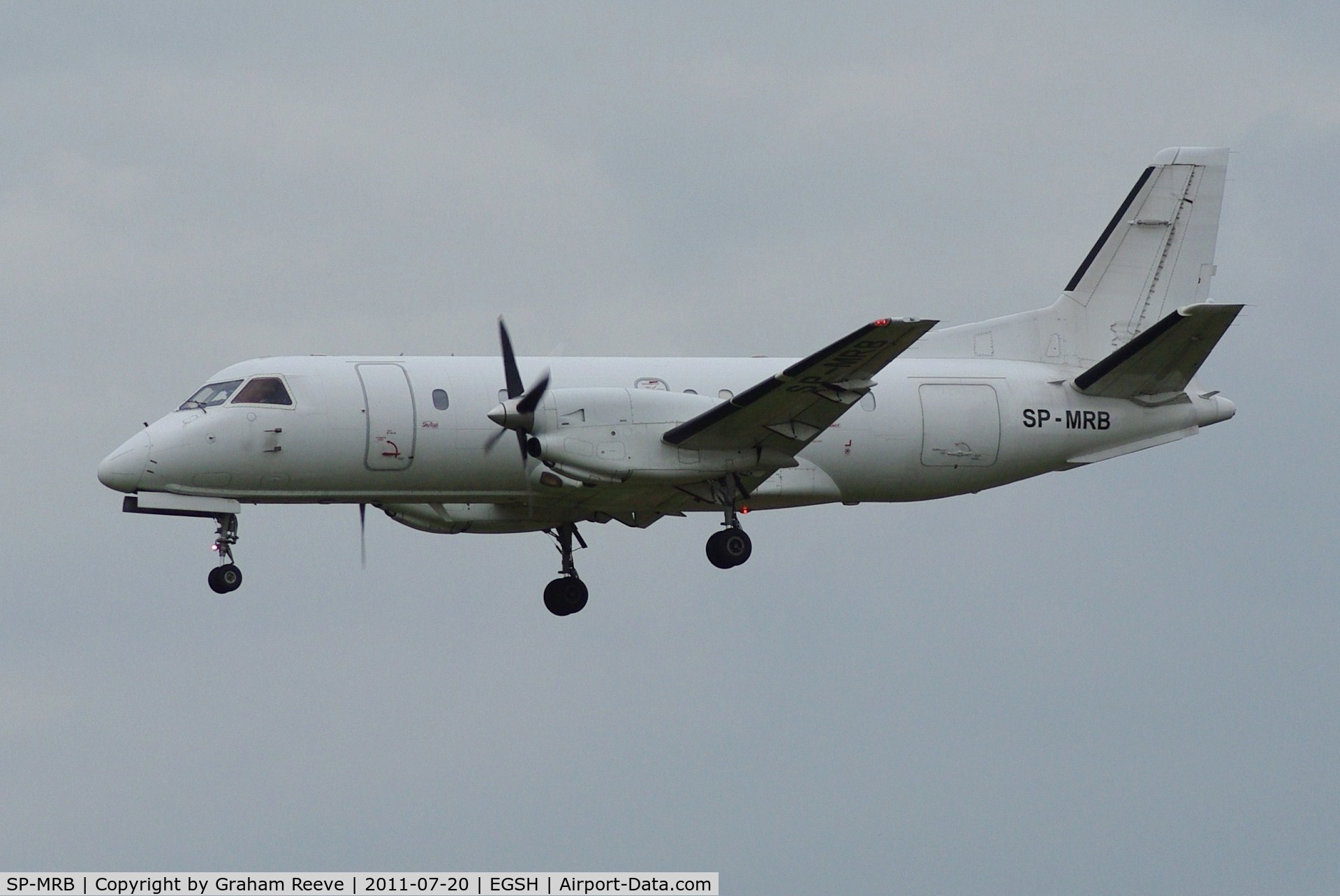 SP-MRB, 1987 Saab SF340A C/N 340A-100, About to land.