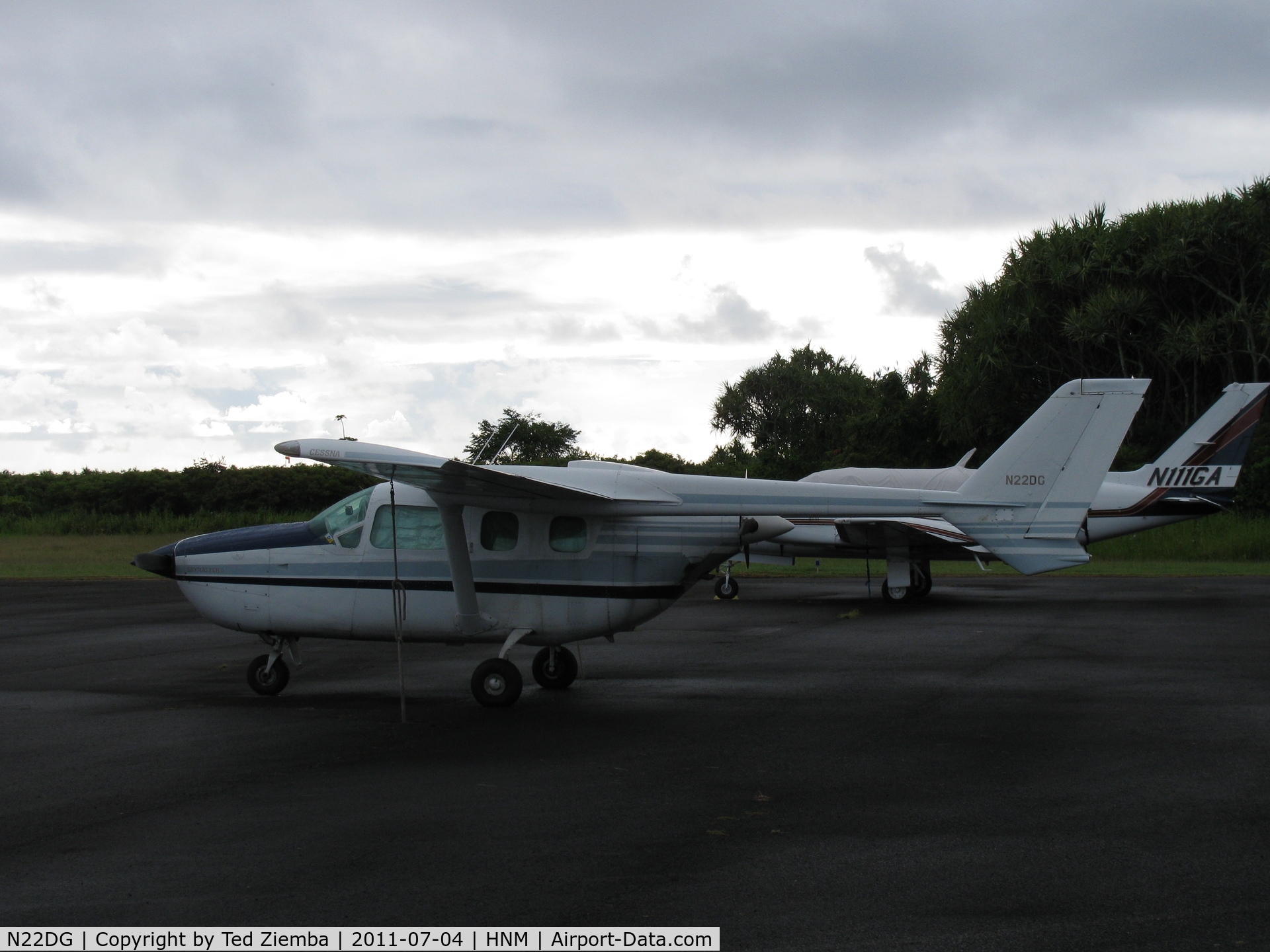 N22DG, Cessna 337 Super Skymaster C/N 337-01932, One of four airplanes seen on the tarmac at Hana Airport.