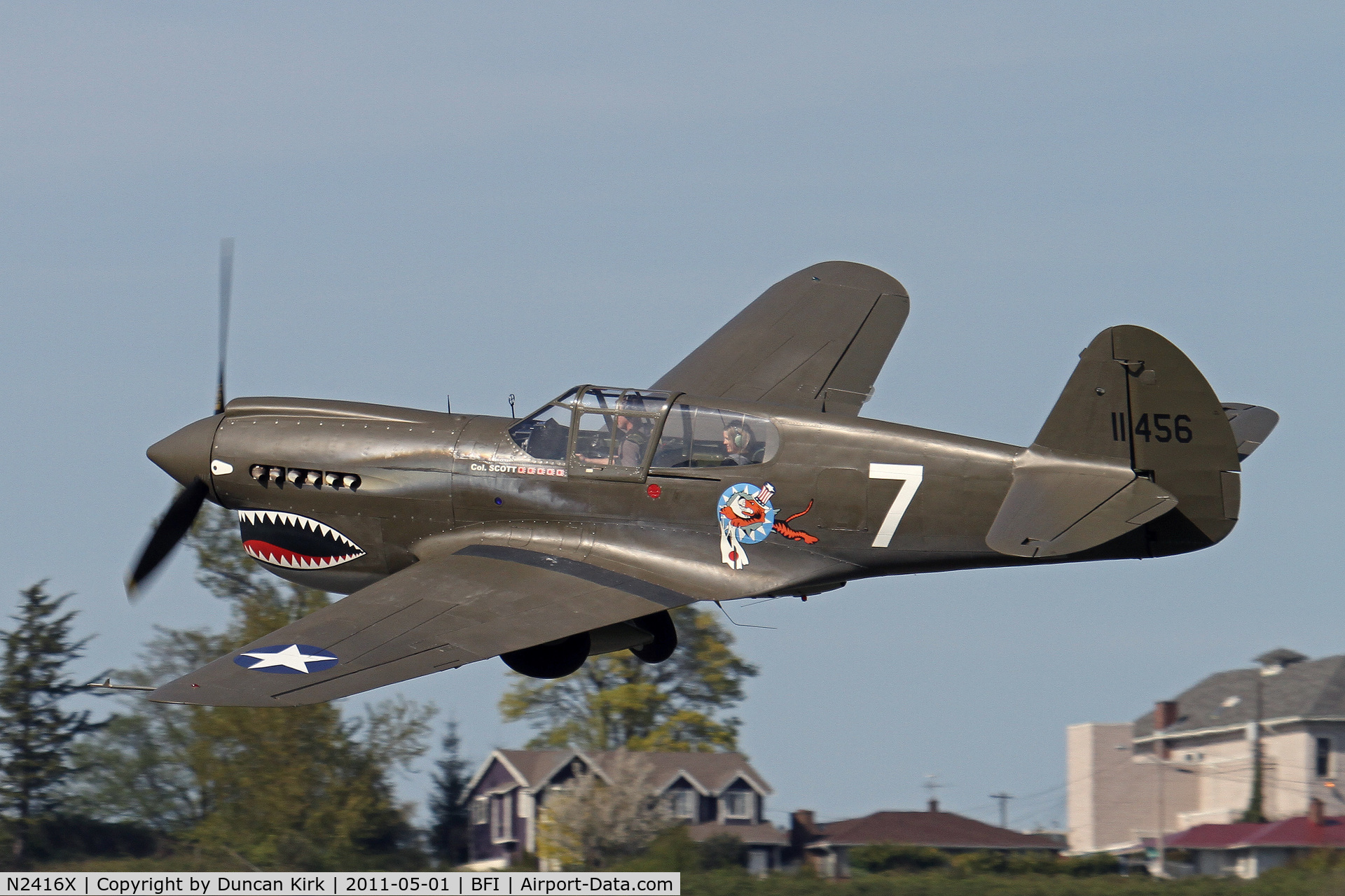N2416X, Curtiss P-40E Warhawk C/N 16701, Gorgeous Kittyhawk doing joy rides