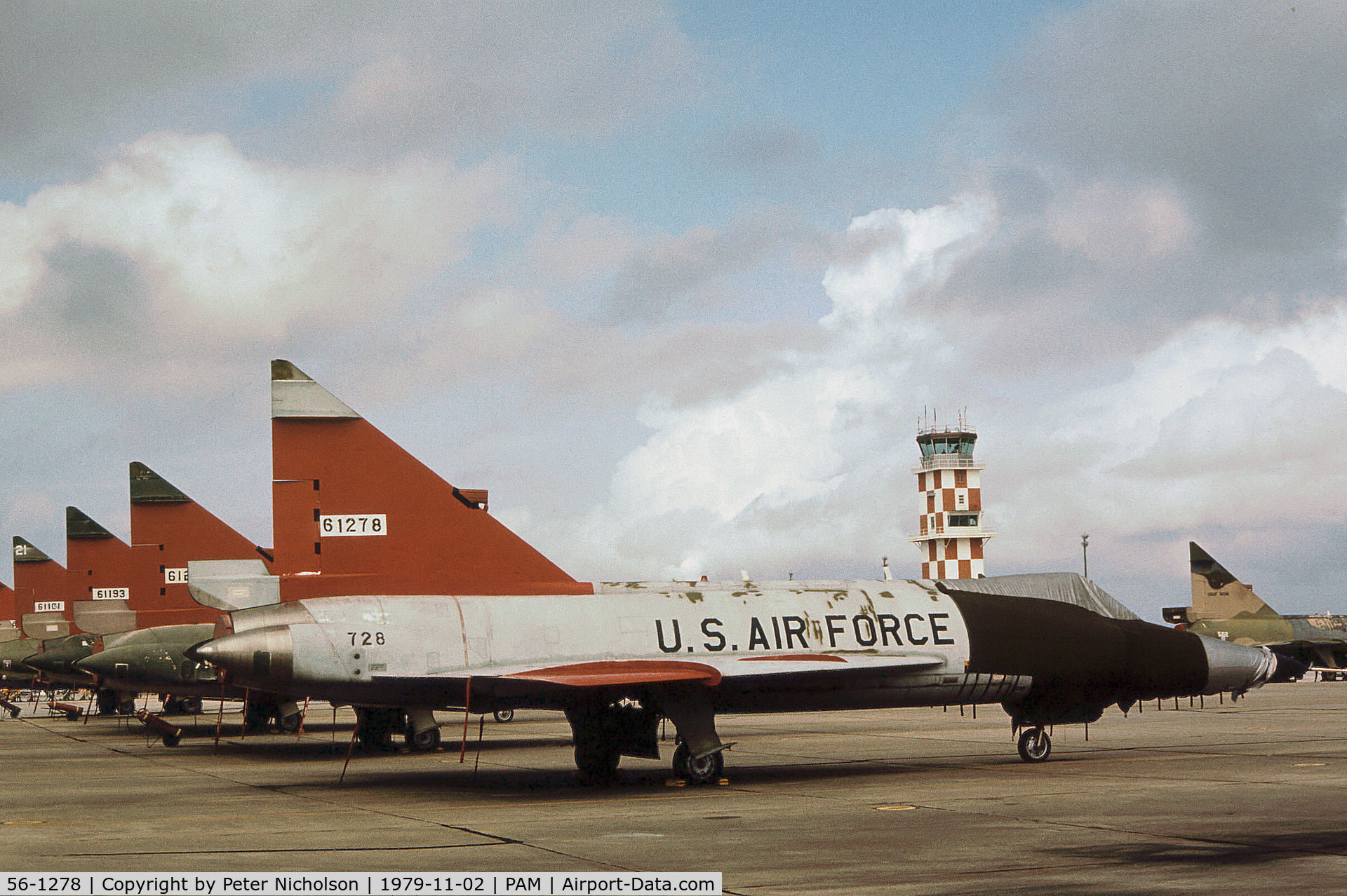56-1278, 1956 Convair PQM-102B Delta Dagger C/N Not found 56-1278, PQM-102B Delta Dagger of the Air Defence Weapons Centre at Tyndall AFB in November 1979.