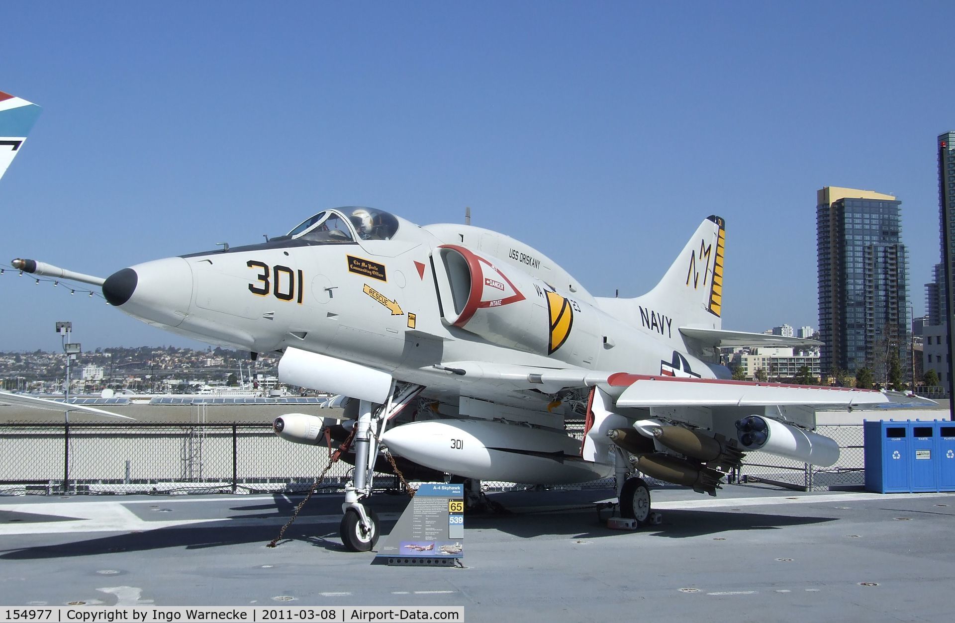 154977, Douglas A-4F Skyhawk C/N 13793, Douglas A-4F Skyhawk on the flight deck of the USS Midway Museum, San Diego CA