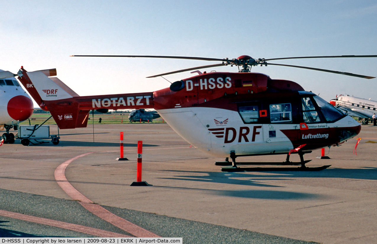 D-HSSS, 1993 Eurocopter-Kawasaki BK-117B-2 C/N 7245, Roskilde Air Show Denmark 23.8.09
To OY-HLT 16.6.10 Falck DRF luftambulance
