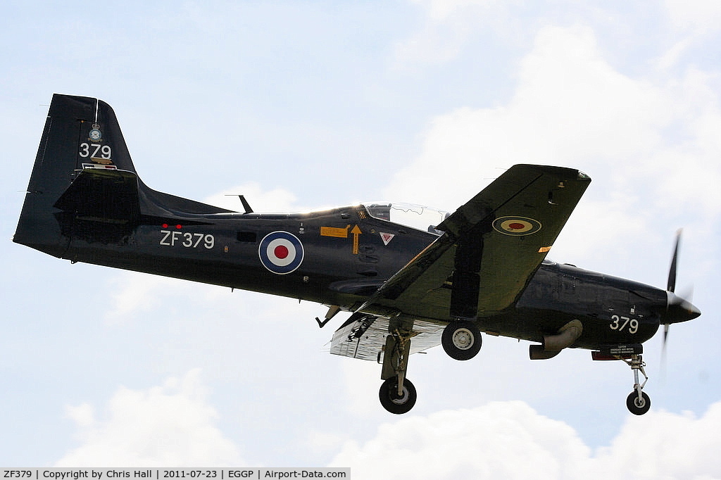 ZF379, 1992 Short S-312 Tucano T1 C/N S122/T93, arriving back at Liverpool after its display at the Southport Airshow