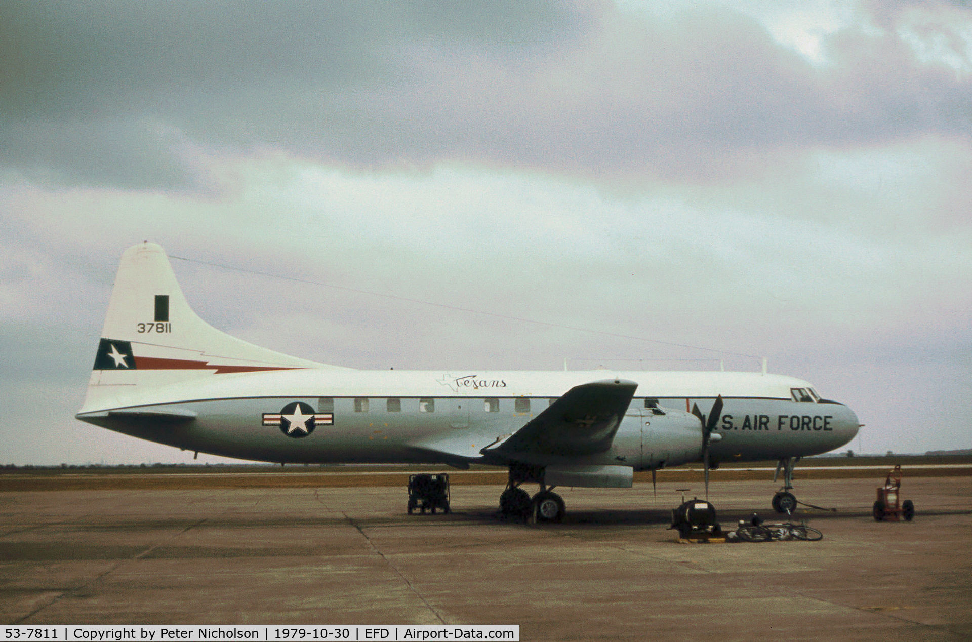 53-7811, 1953 Convair C-131B Samaritan C/N 263, C-131B Samaritan of the 111st Fighter Interceptor Squadron at Ellington AFB in October 1979.