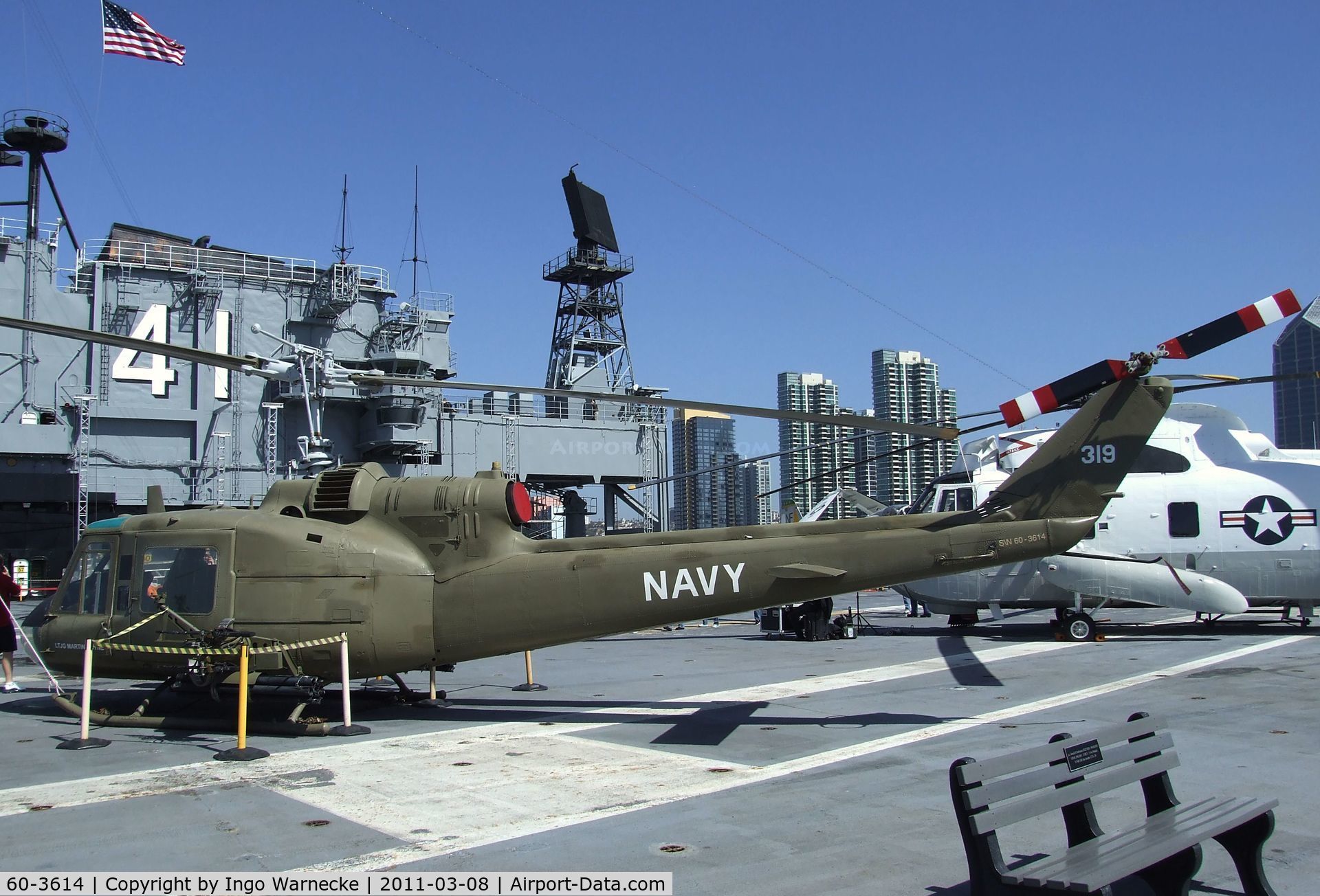 60-3614, 1960 Bell UH-1B Iroquois C/N 260, Bell UH-1B Iroquois on the flight deck of the USS Midway Museum, San Diego CA