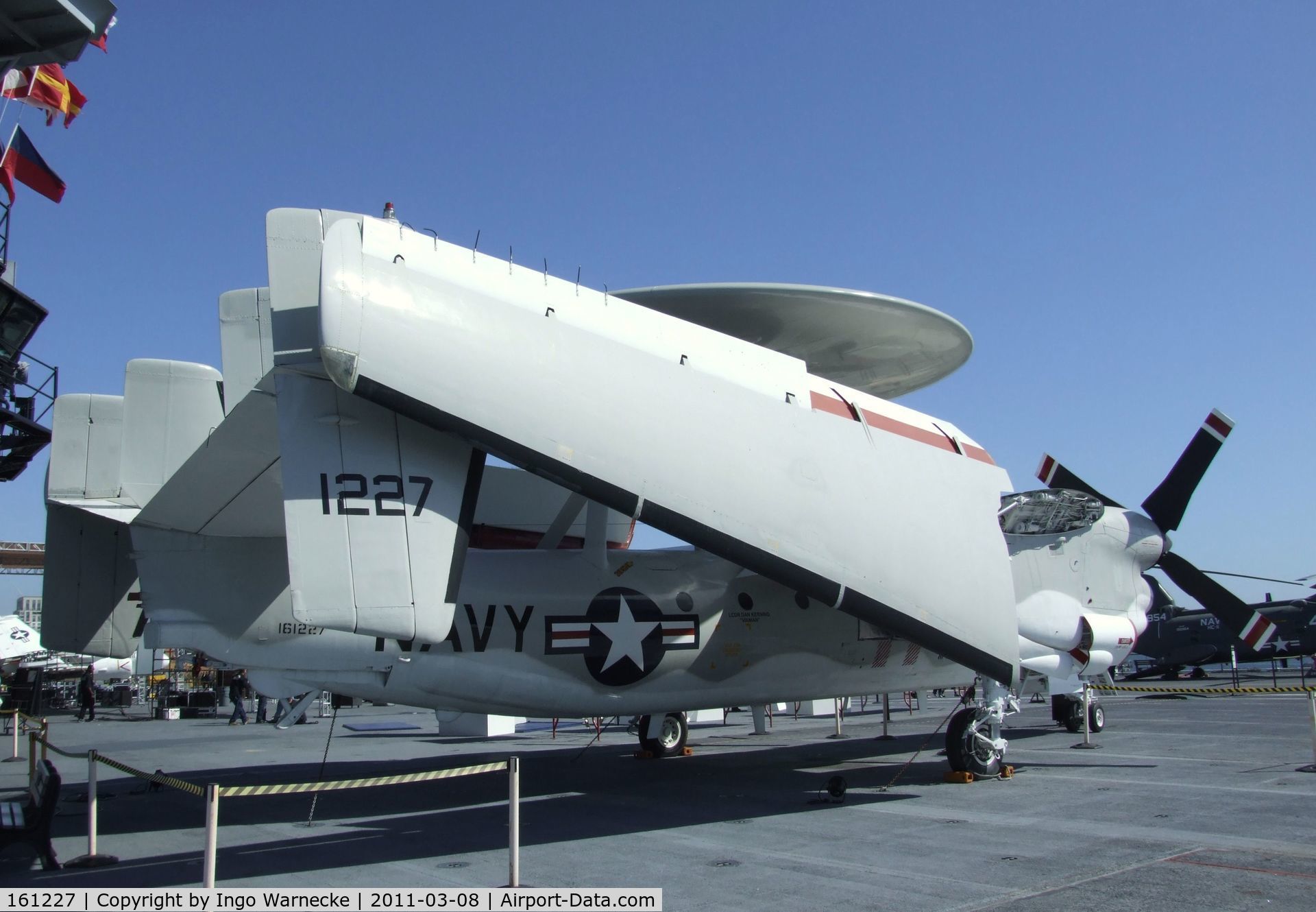 161227, Grumman E-2C Hawkeye C/N A067, Grumman E-2C Hawkeye on the flight deck of the USS Midway Museum, San Diego CA