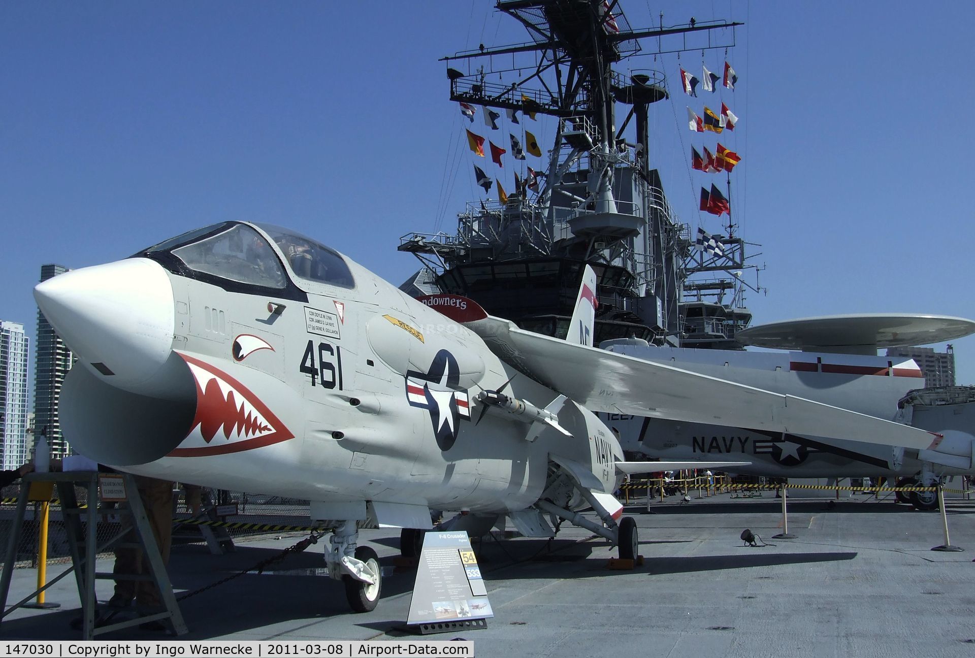 147030, Vought F-8K Crusader C/N 788, Vought F-8K Crusader on the flight deck of the USS Midway Museum, San Diego CA