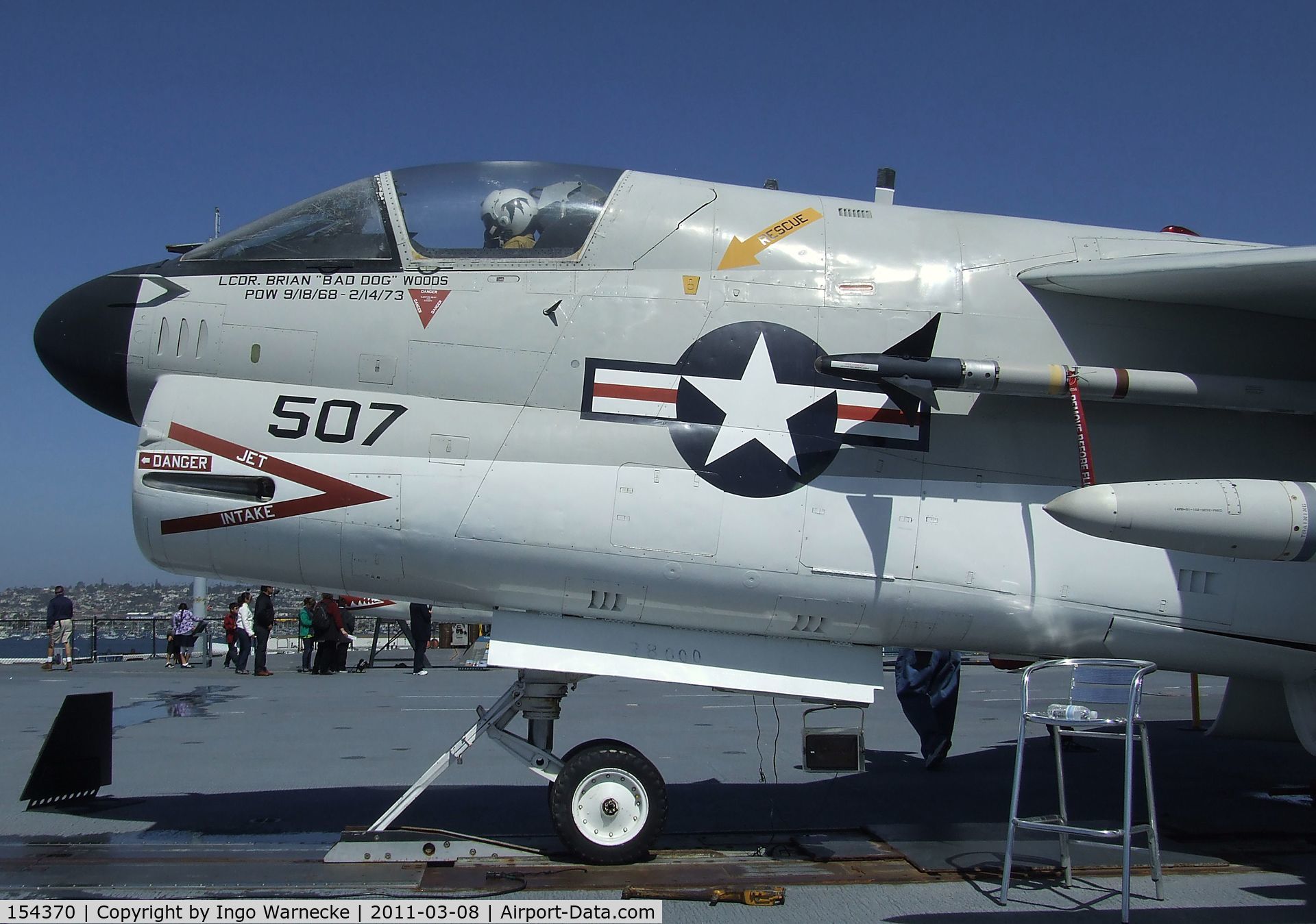 154370, LTV A-7B Corsair II C/N B-010, LTV A-7B Corsair II on the flight deck of the USS Midway Museum, San Diego CA