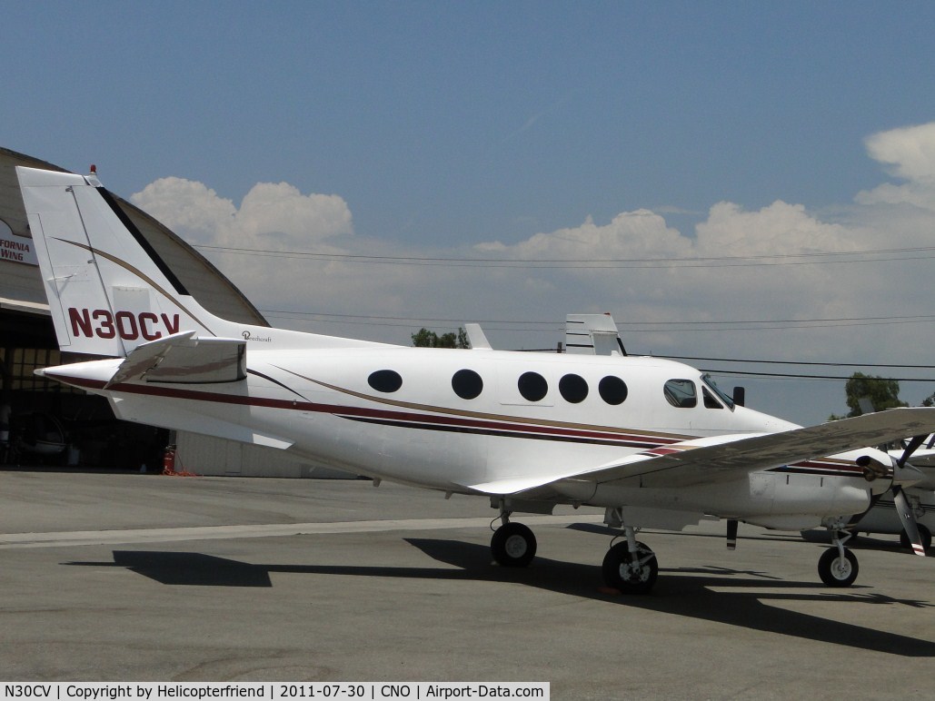 N30CV, 1977 Beech E-90 King Air C/N LW-252, Parked in the north west area