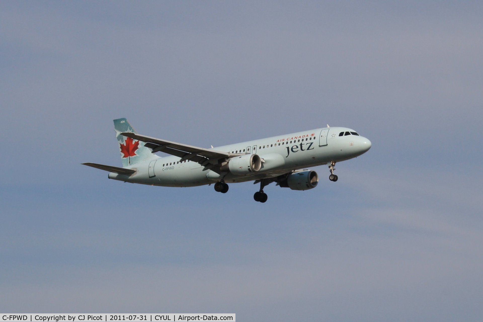 C-FPWD, 1991 Airbus A320-211 C/N 231, Arriving at Montréal-Trudeau on runway 24-R