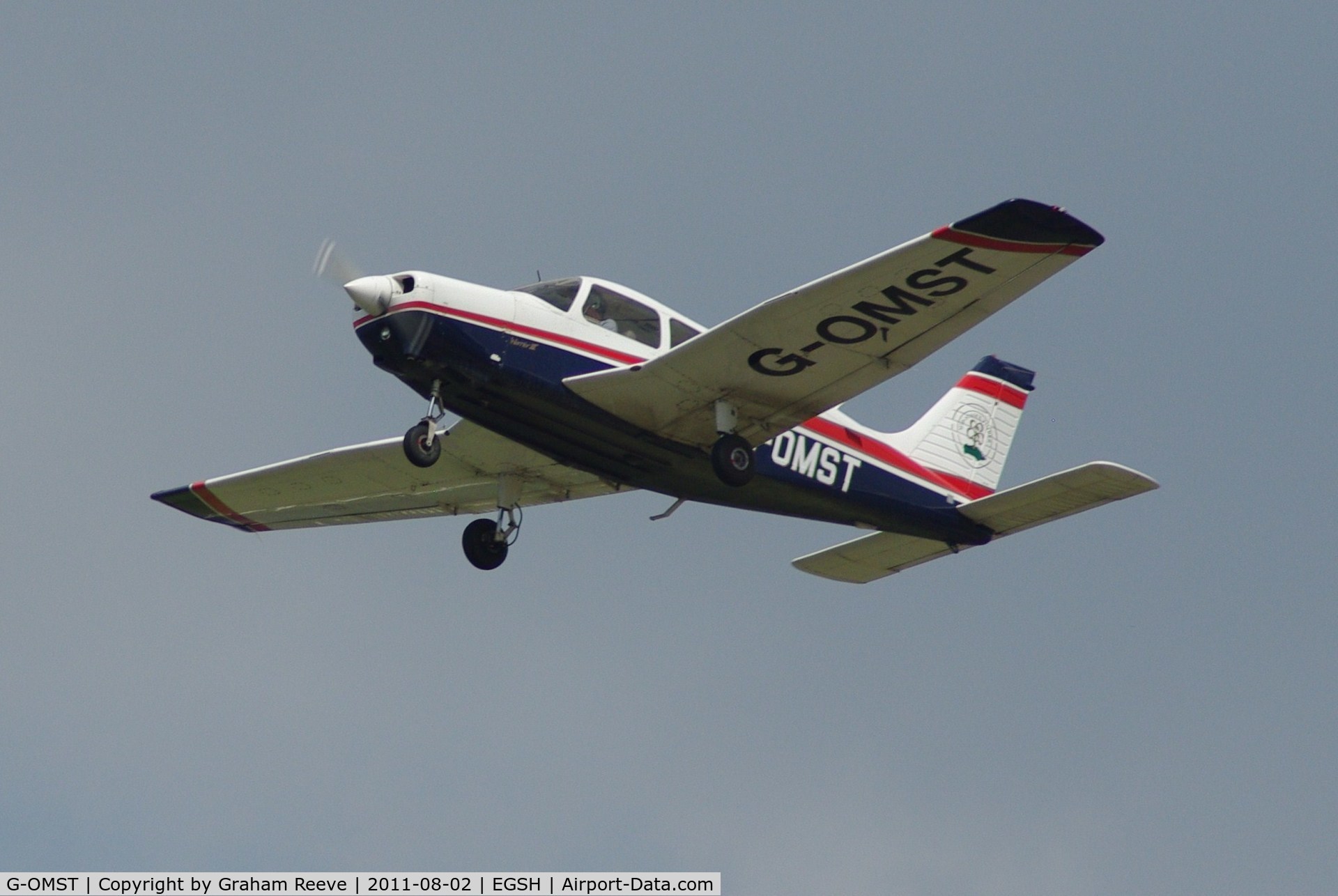 G-OMST, 2001 Piper PA-28-161 Cherokee Warrior III C/N 2842121, Departing from Norwich.