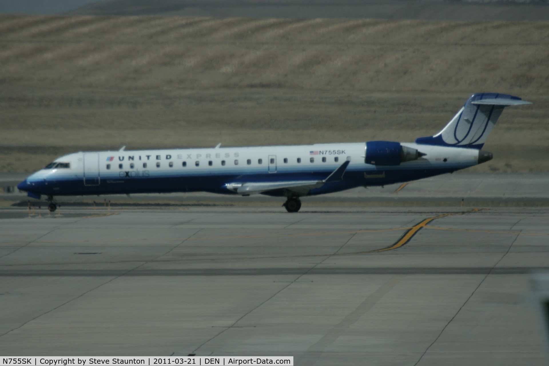 N755SK, 2005 Bombardier CRJ-700 (CL-600-2C10) Regional Jet C/N 10220, Taken at Denver International Airport, in March 2011 whilst on an Aeroprint Aviation tour