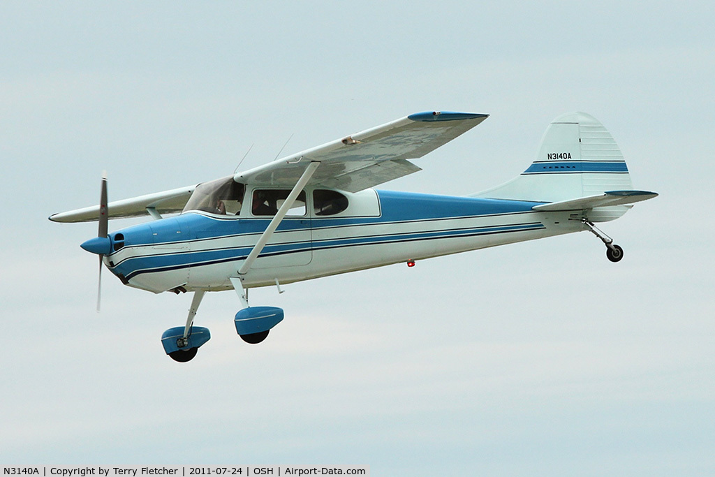 N3140A, 1953 Cessna 170B C/N 25784, 1953 Cessna 170B, c/n: 25784 arriving at 2011 Oshkosh