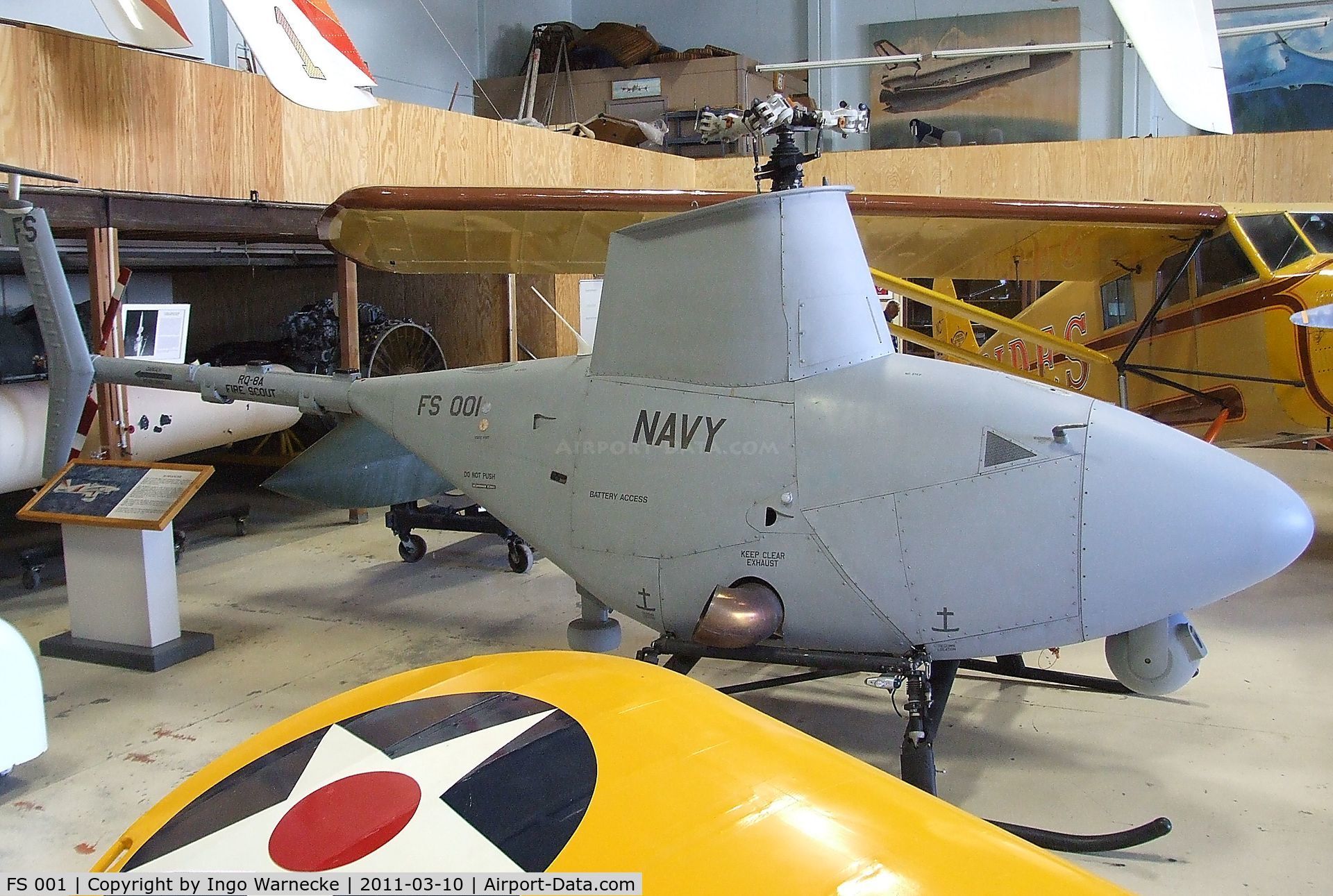 FS 001, Northrop Grumman RQ-8A Fire Scout C/N P-3, Northrop Grumman RQ-8A Fire Scout UAV at the San Diego Air & Space Museum's Gillespie Field Annex, El Cajon CA