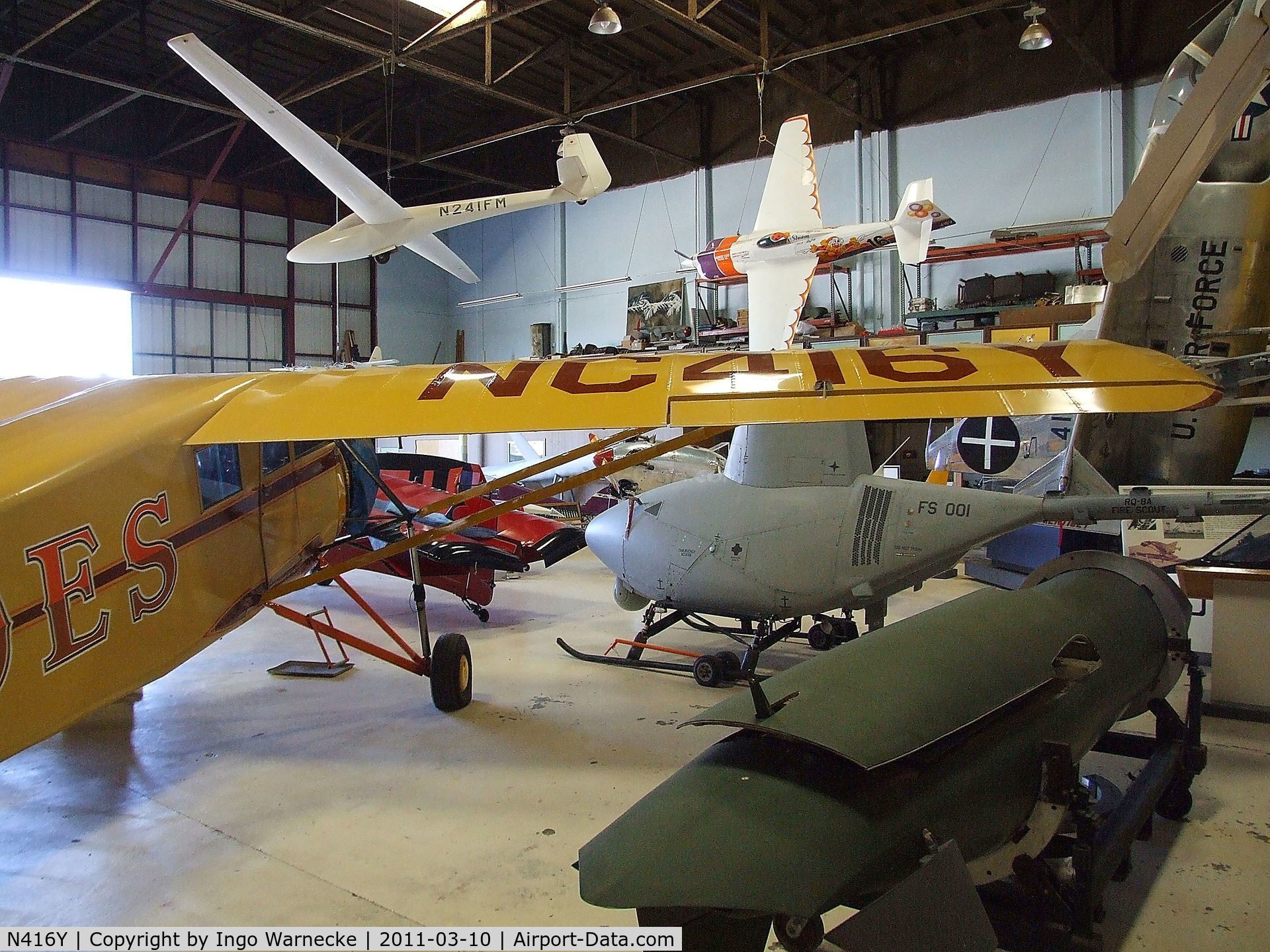 N416Y, 1930 Stinson SM-8A Junior C/N 4251, Stinson SM-8A Detroiter Jr. at the San Diego Air & Space Museum's Gillespie Field Annex, El Cajon CA