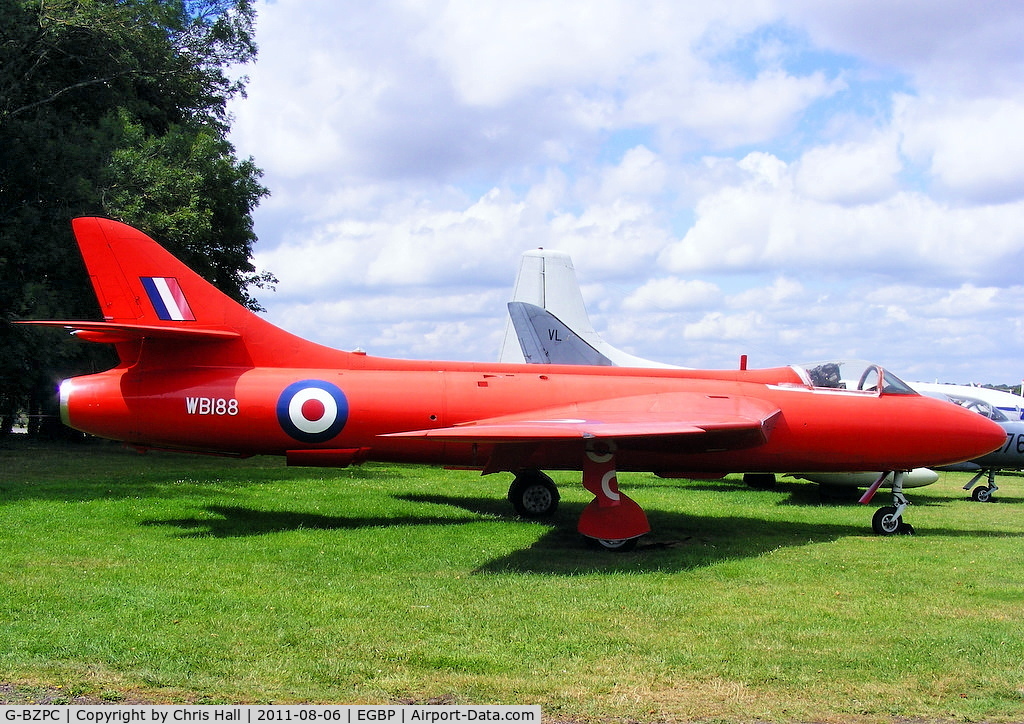 G-BZPC, 1955 Hawker Hunter GA.11 C/N HABL-003061, Painted to represent the prototype F.3 WB188 'World Air Speed Record', flown by Sqn. Ldr. Neville Duke at RAF Tangmere, 7th September 1953, setting a record of 727 mph. Its true former RAF serial was XF300