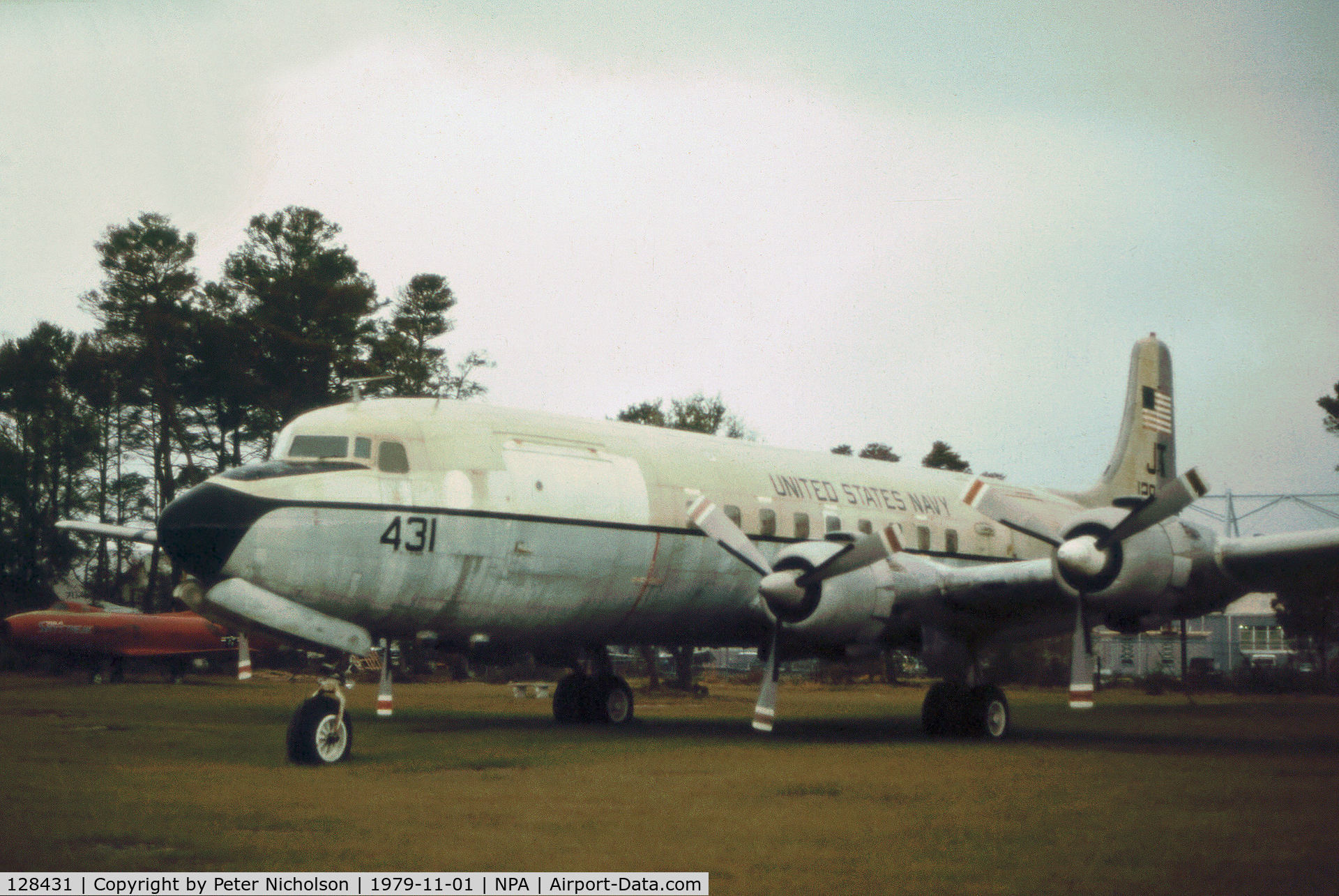 128431, 1952 Douglas VC-118B Liftmaster (R6D-1) C/N 43404, C-118B Liftmaster of Patrol Squadron VP-52 as displayed at the Pensacola Naval Aviation Museum in Novembr 1979.
