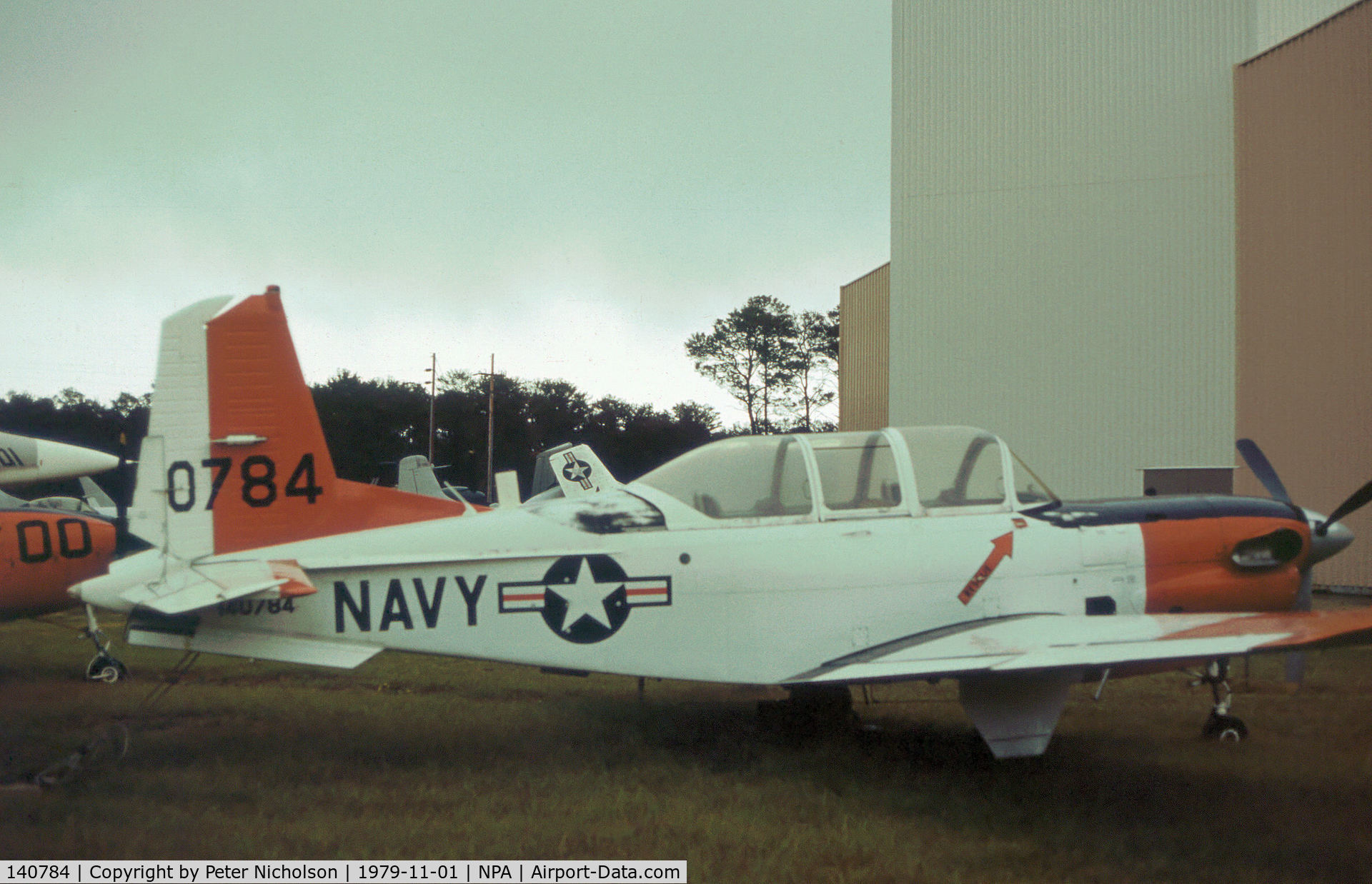 140784, 1973 Beech YT-34C Turbo Mentor C/N BG-128, Prototype T-34C Turbo Mentor as seen at Pensacola Naval Aviation Museum in November 1979.