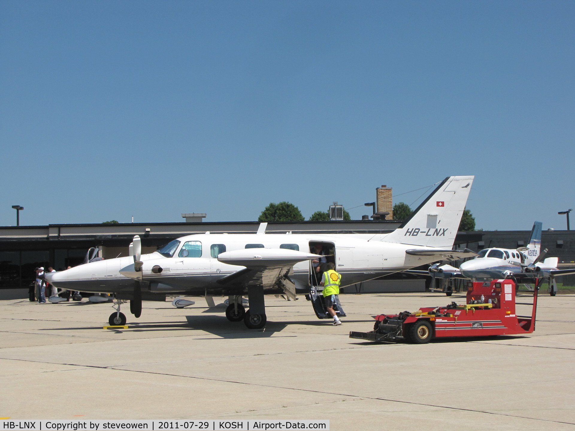 HB-LNX, 1982 Piper PA-31T2 Cheyenne IIXL C/N 31T-8166050, just arrived @ EAA 2011