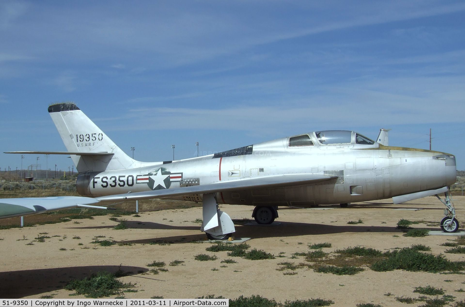 51-9350, General Motors F-84F Thunderstreak C/N Not found 51-9350, Republic F-84F Thunderstreak at the Air Force Flight Test Center Museum, Edwards AFB CA