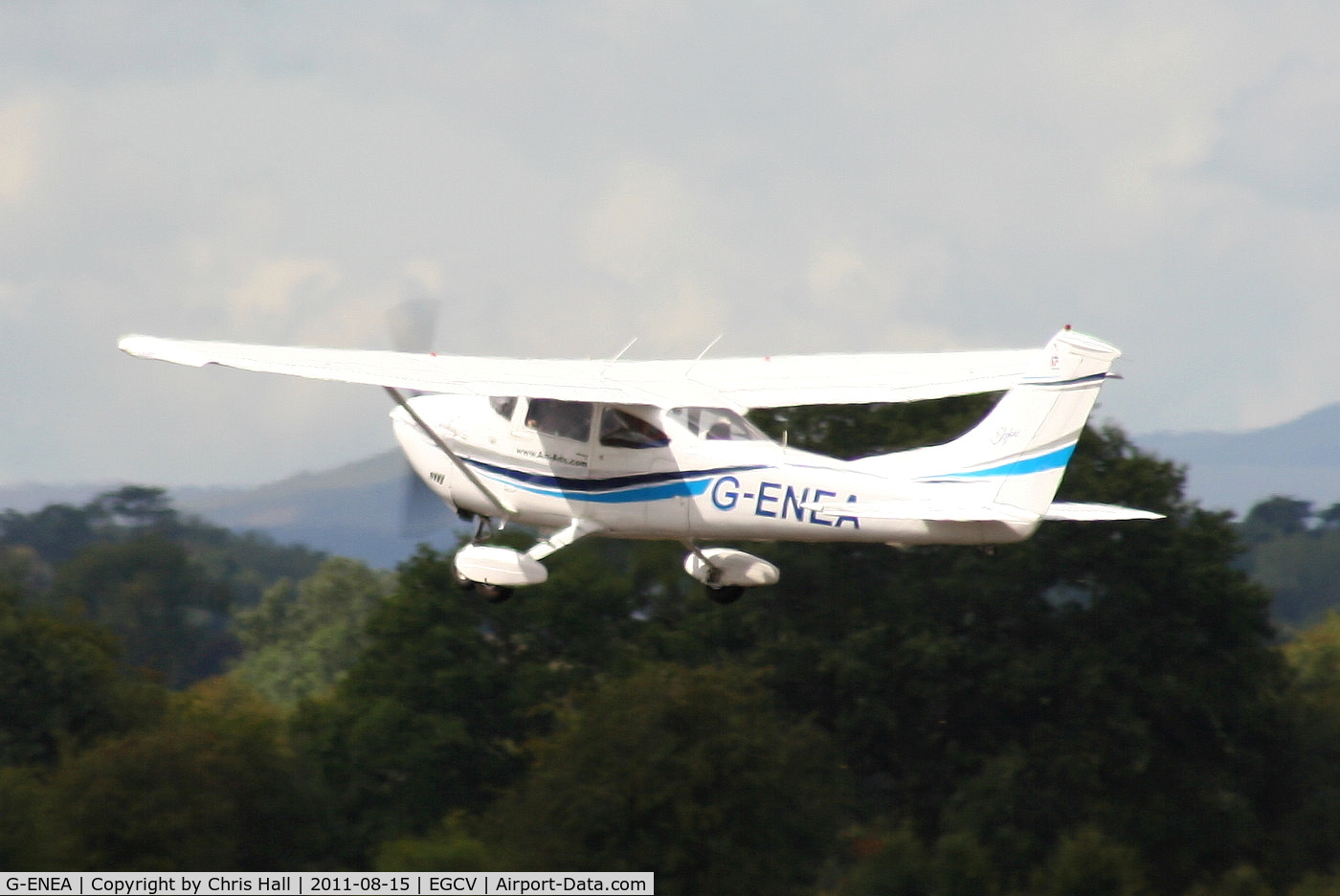 G-ENEA, 1971 Cessna 182P Skylane C/N 182-60895, departing from Sleap