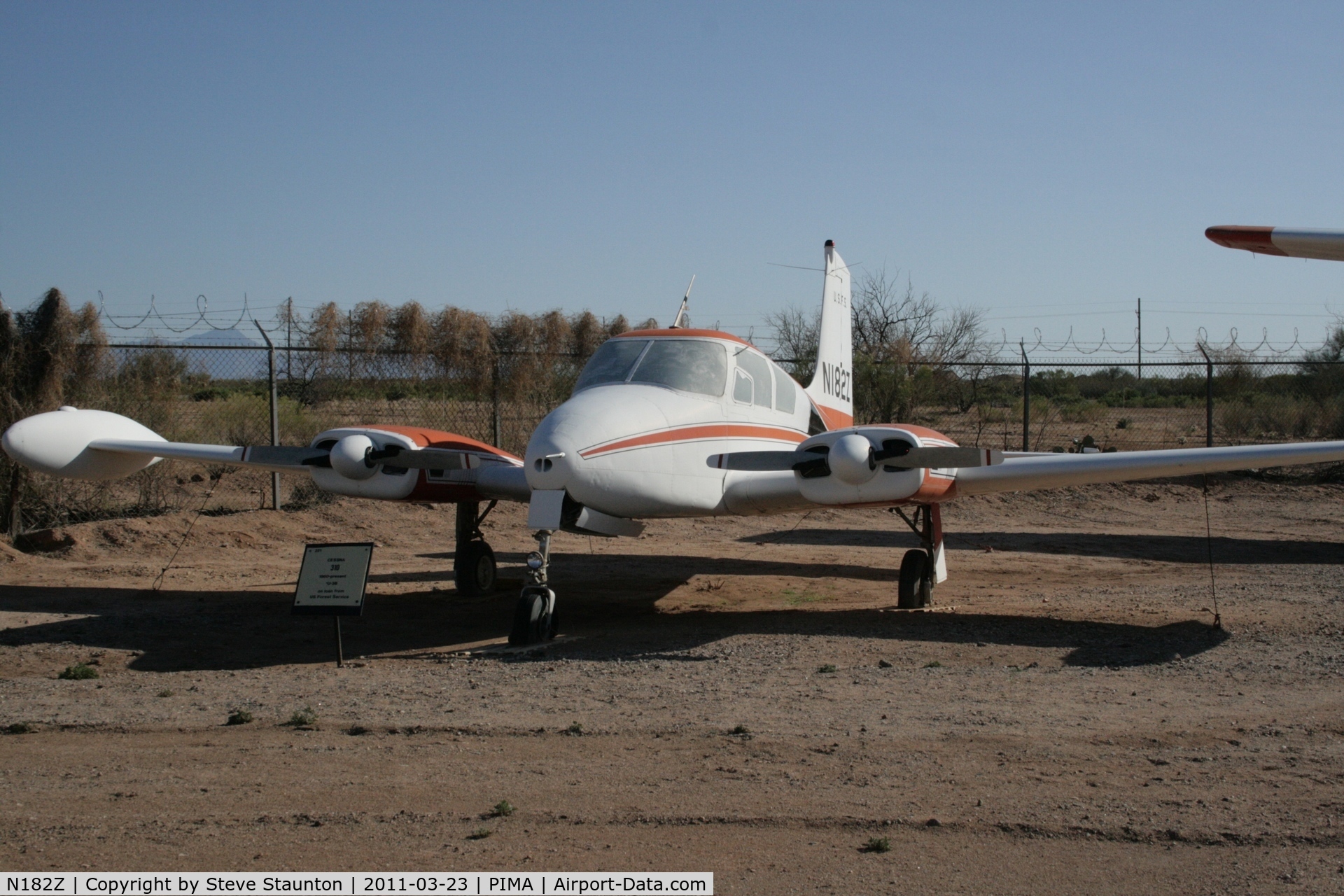 N182Z, 1958 Cessna U-3A Blue Canoe (310A) C/N 38157, Taken at Pima Air and Space Museum, in March 2011 whilst on an Aeroprint Aviation tour