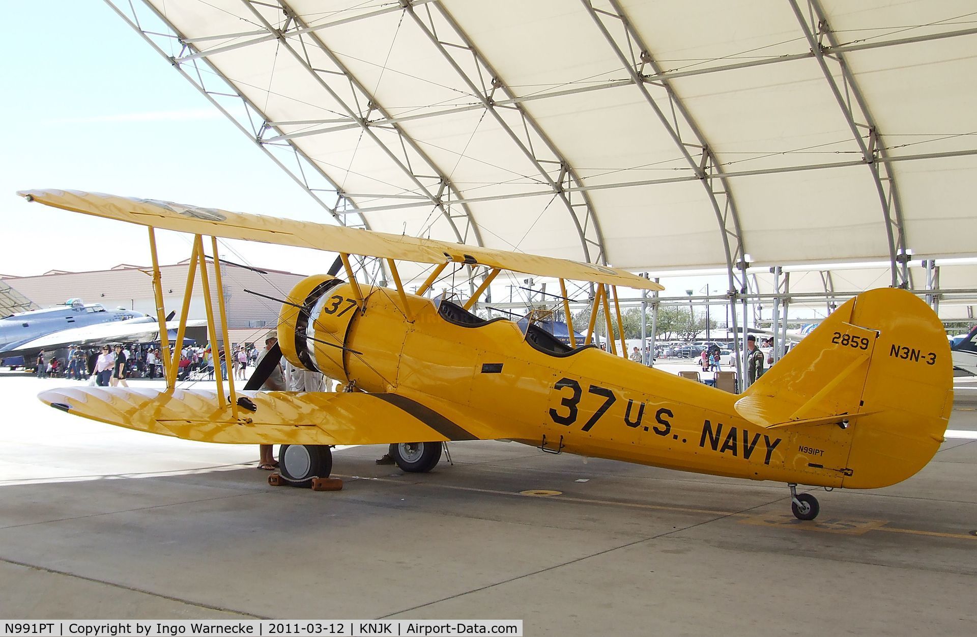 N991PT, 1938 Naval Aircraft Factory N3N-3 C/N 2859, Naval Aircraft Factory N3N-3 at the 2011 airshow at El Centro NAS, CA