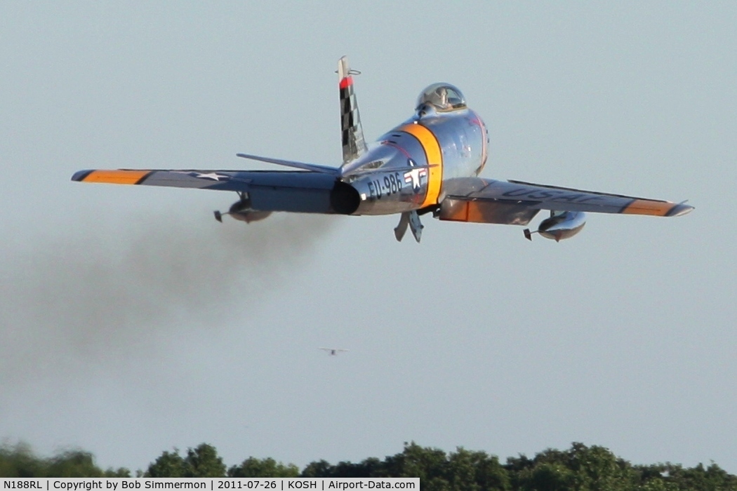 N188RL, 1952 North American F-86F Sabre C/N 191-682, Departing Airventure 2011.