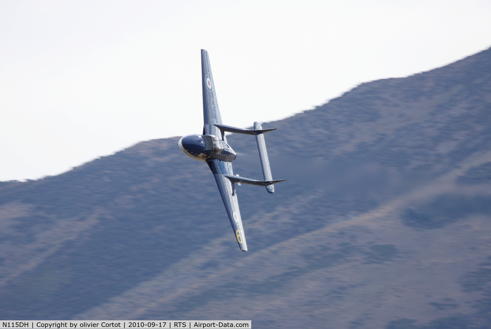 N115DH, 1956 De Havilland (F+W Emmen) Vampire T.55 (DH-115) C/N 866, full thrust ! Reno 2010