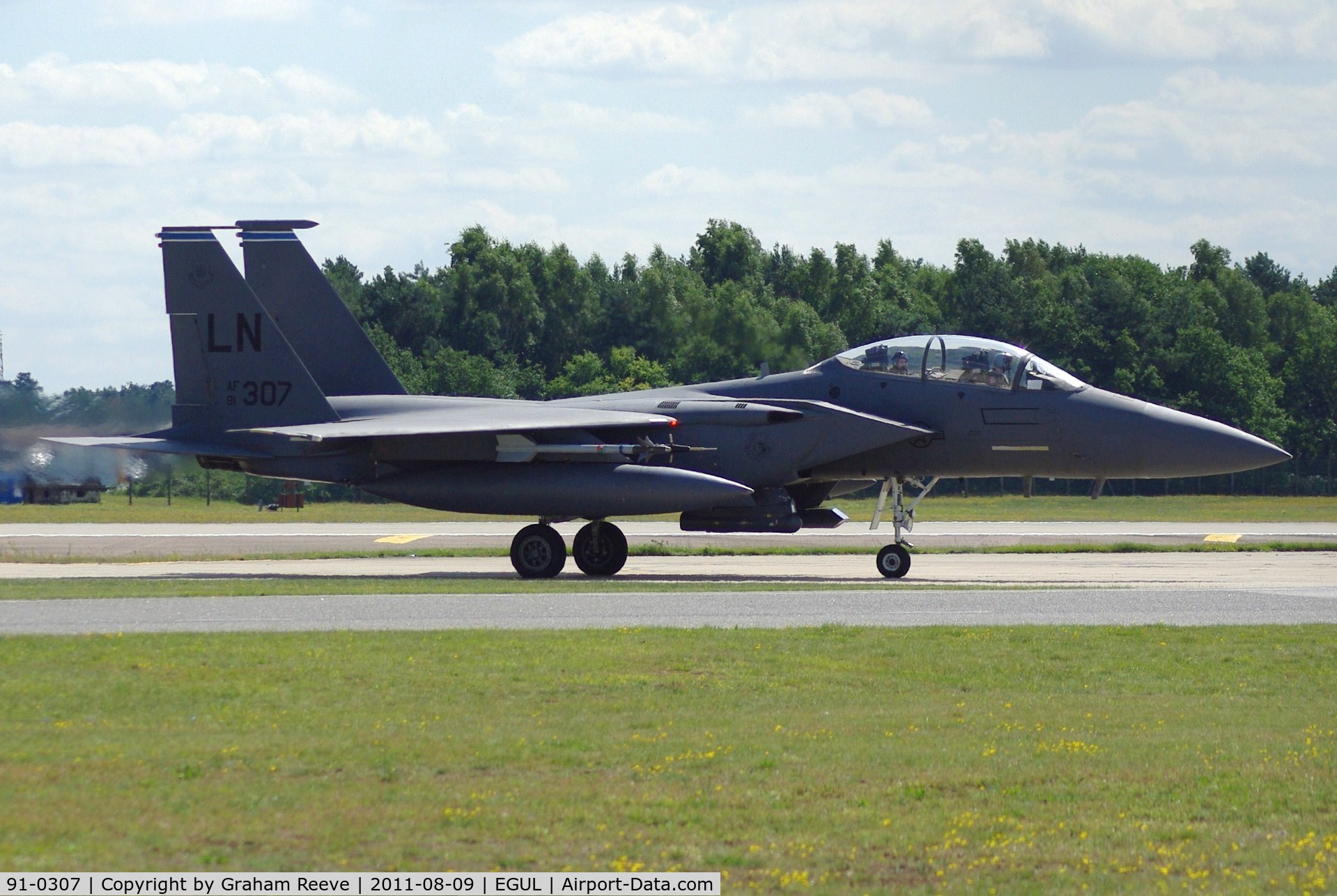 91-0307, 1991 McDonnell Douglas F-15E Strike Eagle C/N 1214, About to take off.