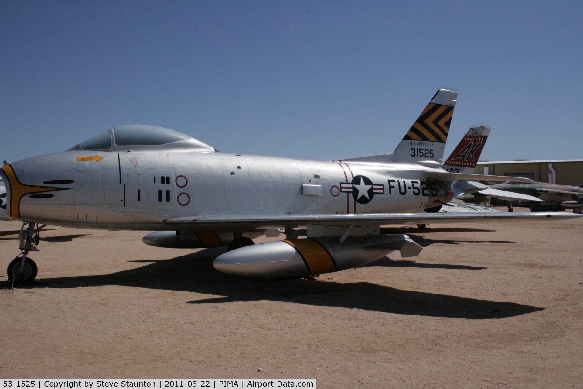 53-1525, 1953 North American F-86H Sabre C/N 203-297, Taken at Pima Air and Space Museum, in March 2011 whilst on an Aeroprint Aviation tour