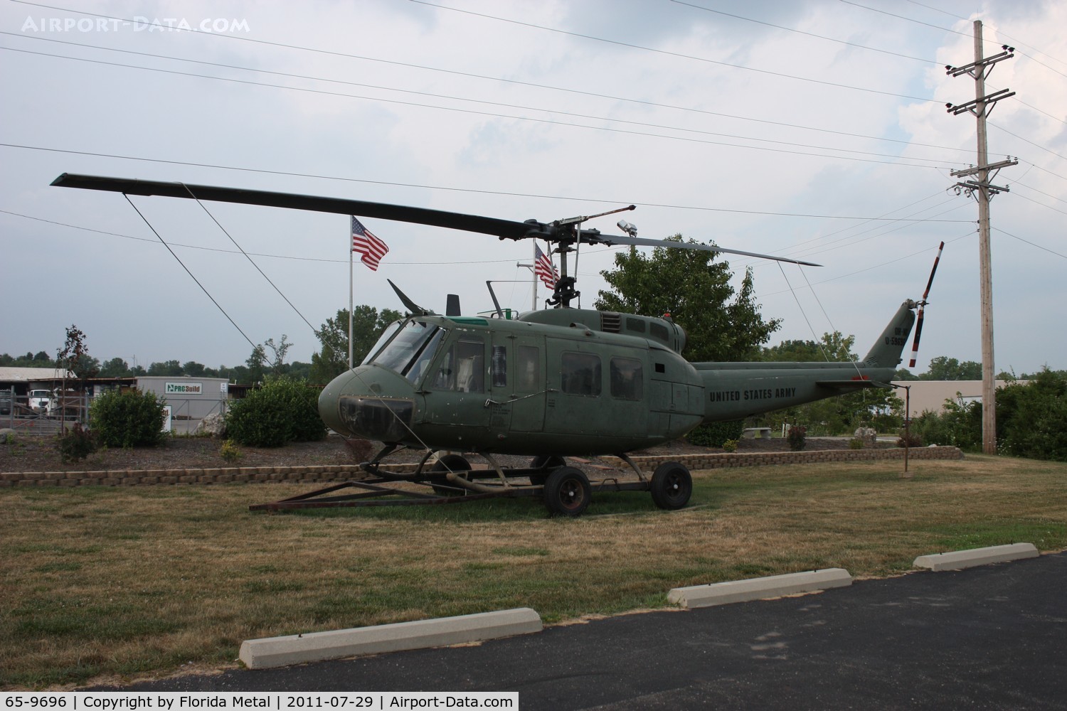 65-9696, 1965 Bell UH-1H Iroquois C/N 4640, UH-1H outside VFW Hall near Dayton Airport Ohio