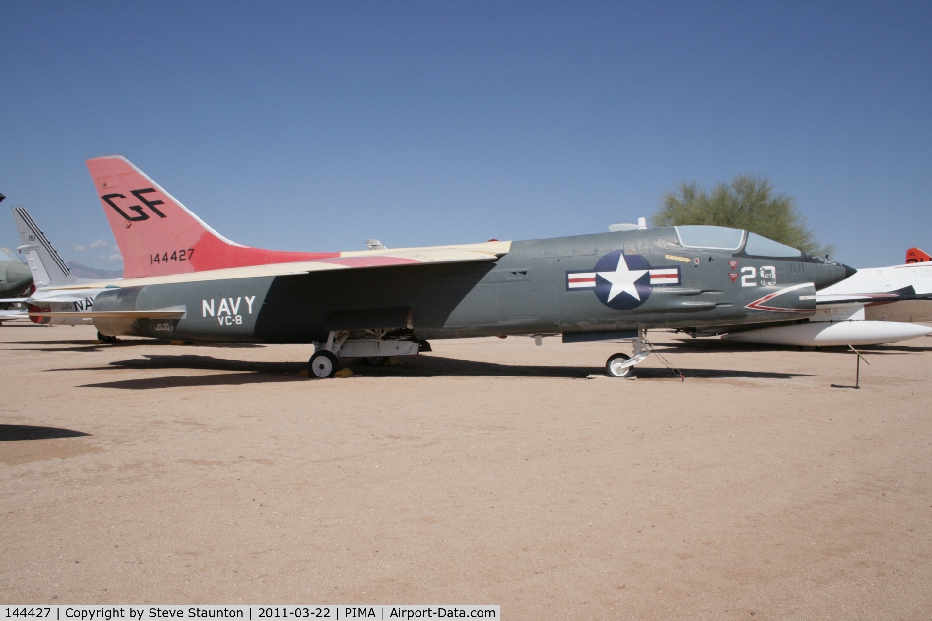 144427, Vought DF-8F Crusader C/N GF-29, Taken at Pima Air and Space Museum, in March 2011 whilst on an Aeroprint Aviation tour