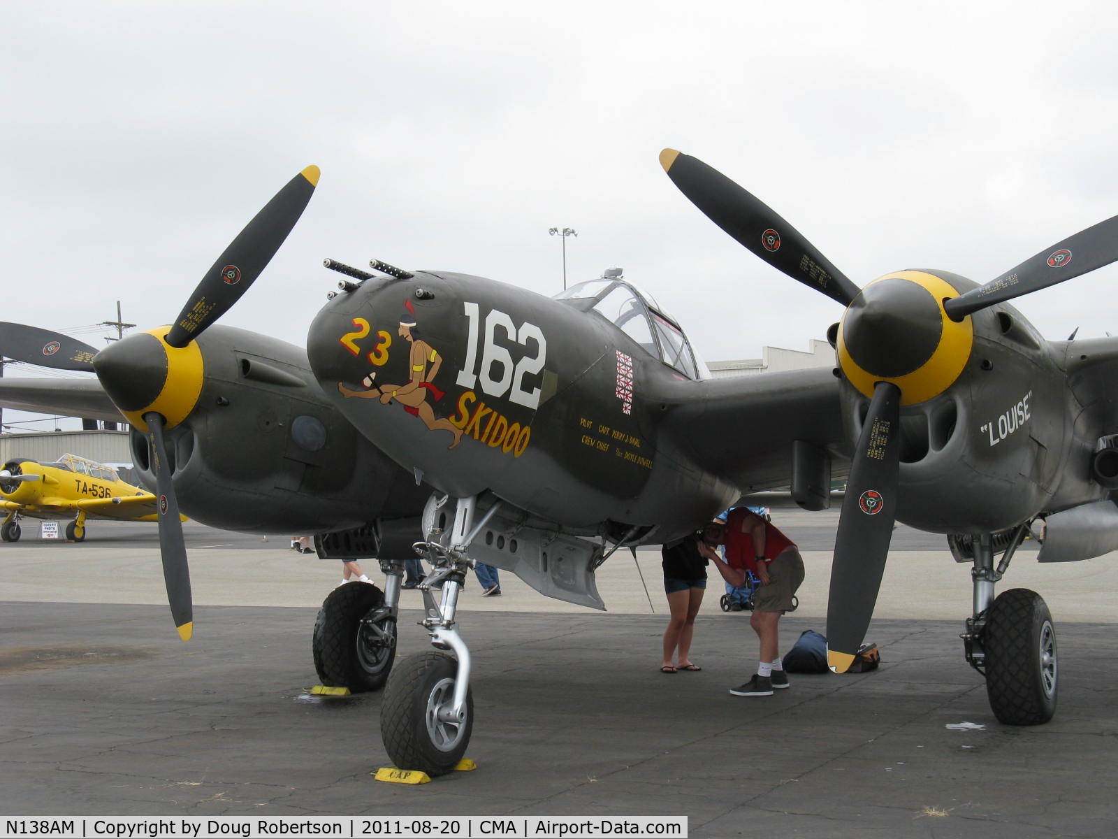 N138AM, 1943 Lockheed P-38J Lightning C/N 44-23314, 1943 Lockheed P-38J LIGHTNING '23 Skidoo', two Allison V-1710-89/91 counter-rotating 1,425 Hp each, nose art. Aircraft also known as 'Louise'