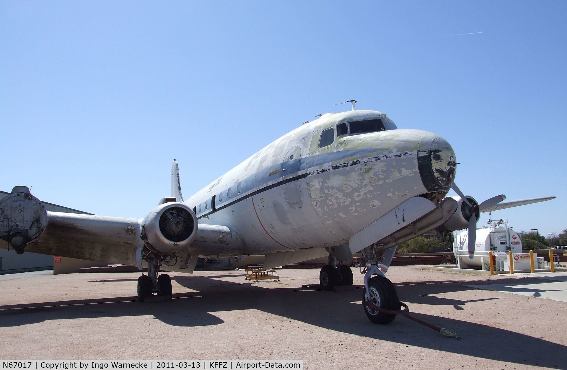 N67017, 1944 Douglas C-54P Skymaster (DC-4) C/N 10438, Douglas C-54 Skymaster (minus 1 engine and a few other parts) at Falcon Field, Mesa AZ