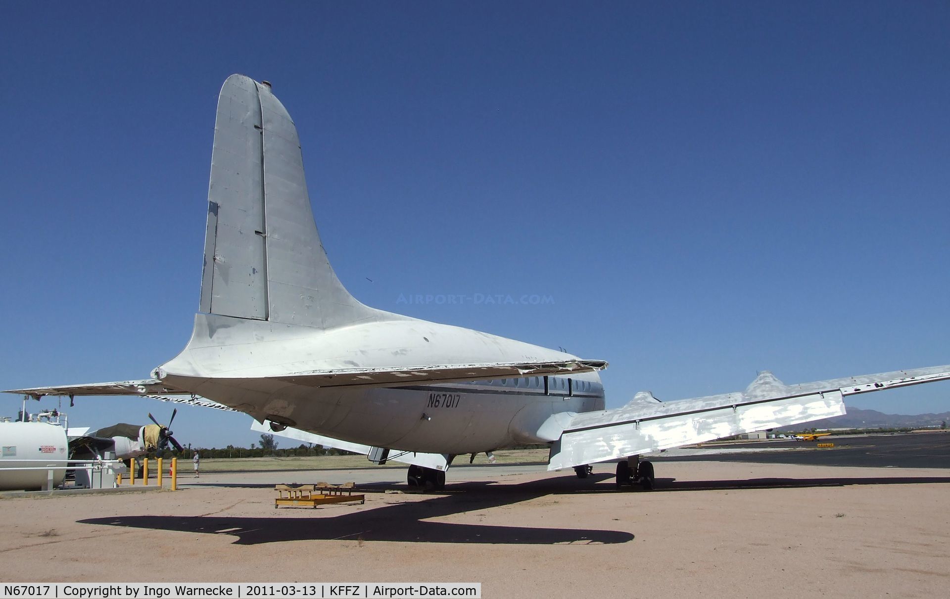 N67017, 1944 Douglas C-54P Skymaster (DC-4) C/N 10438, Douglas C-54 Skymaster (minus 1 engine and a few other parts) at Falcon Field, Mesa AZ