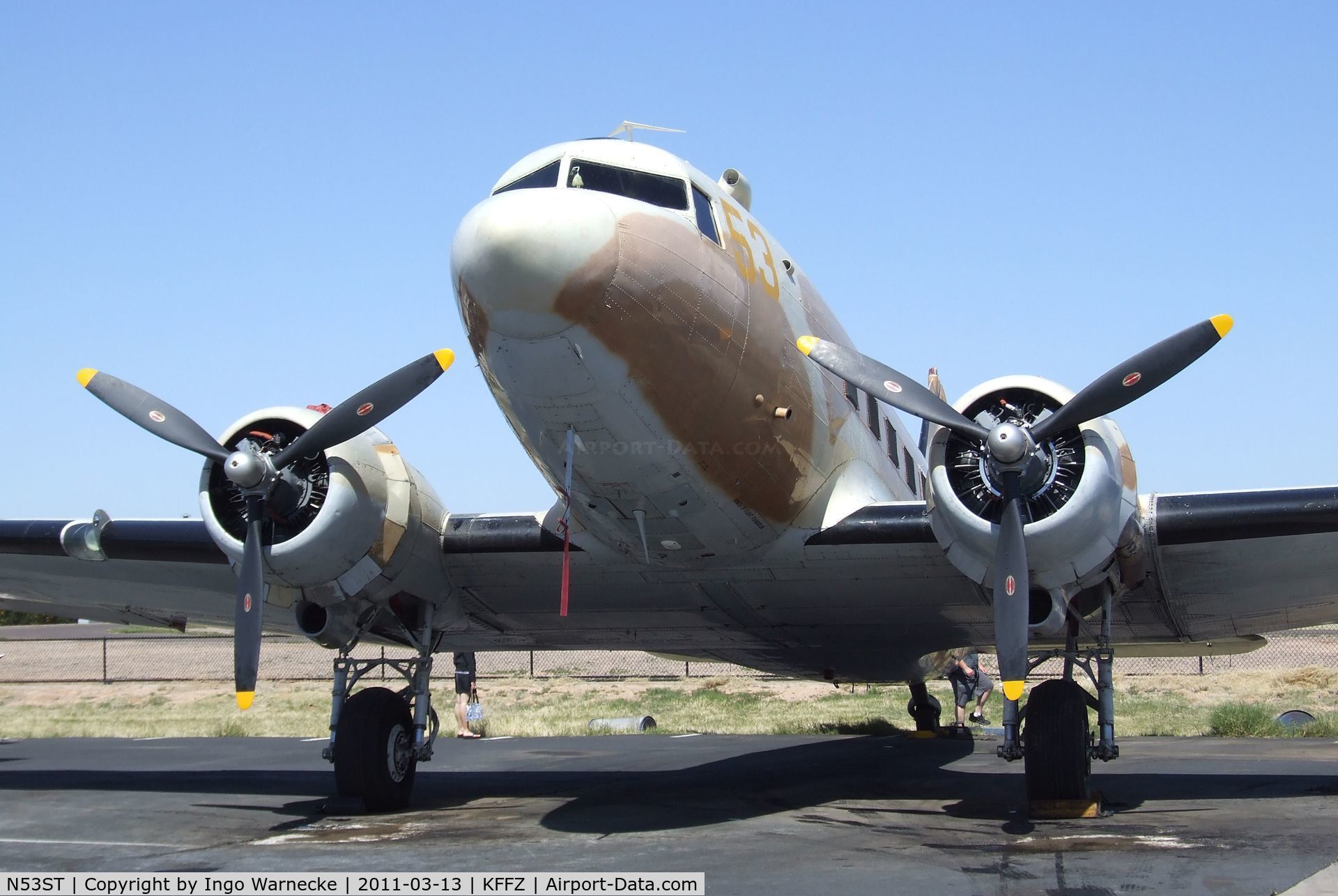 N53ST, 1943 Douglas DC3C (C-47A-20-DL) C/N 9380, Douglas DC-3C / C-47 Skytrain outside the CAF Museum at Falcon Field, Mesa AZ