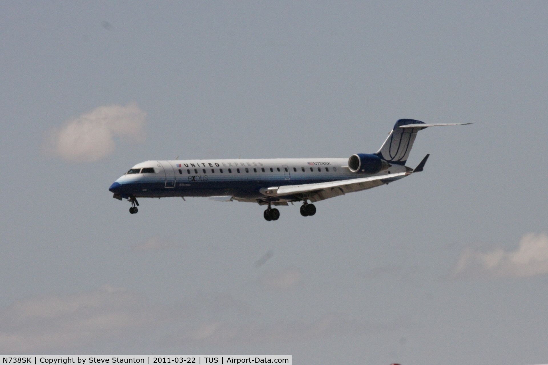 N738SK, 2005 Bombardier CRJ-700 (CL-600-2C10) Regional Jet C/N 10195, Taken at Tucson International Airport, in March 2011 whilst on an Aeroprint Aviation tour