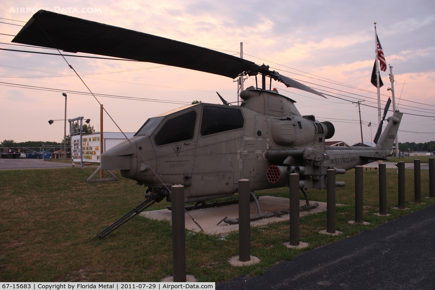 67-15683, 1967 Bell AH-1F Cobra C/N 20347, AH-1F in front of Amvets 1986 Sidney Ohio