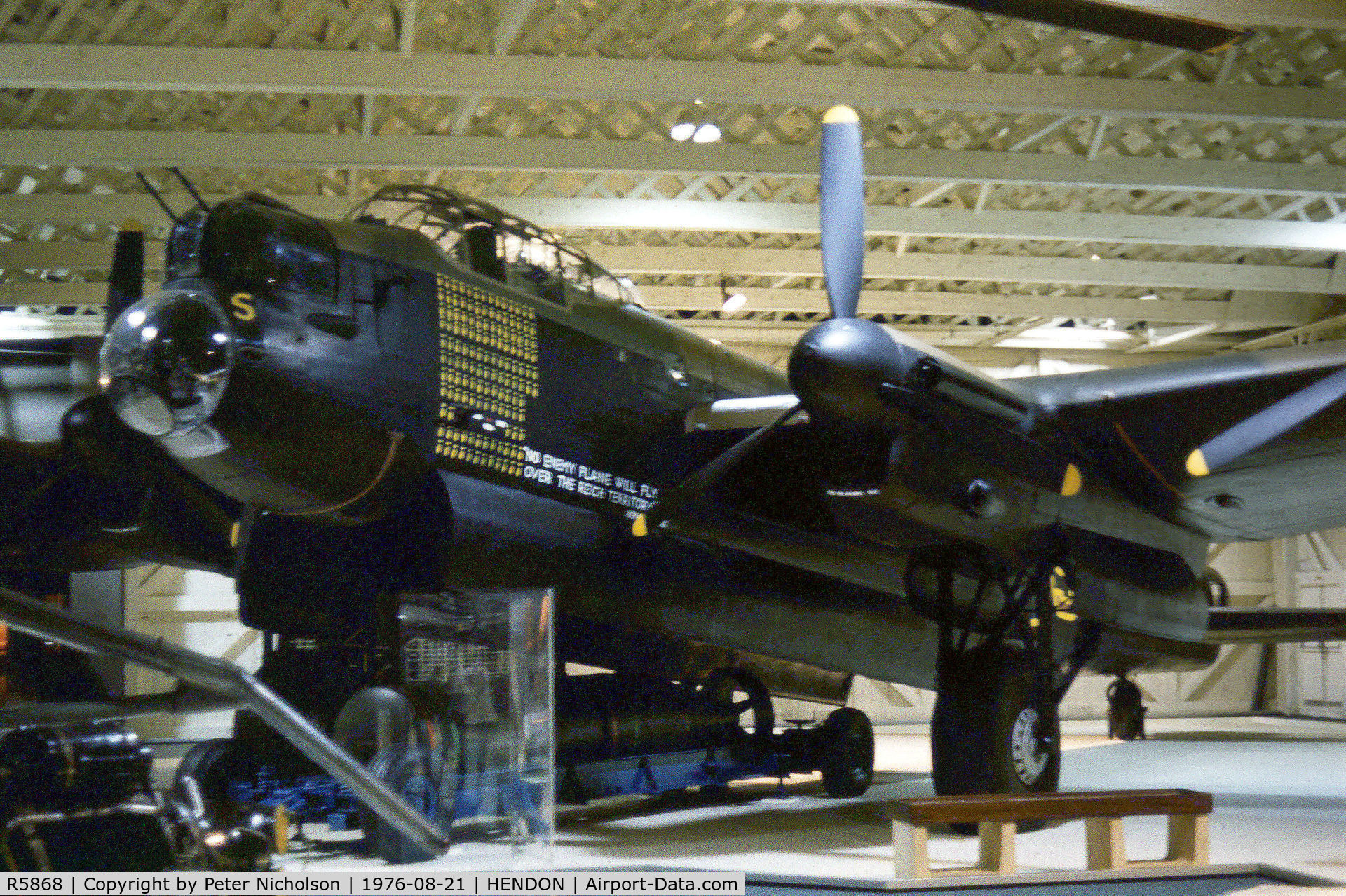 R5868, Avro 683 Lancaster B1 C/N Not found R5868, Avro Lancaster I S-Sugar of 467 Squadron of the Royal Air Force Museum Hendon as displayed in the Summer of 1976.