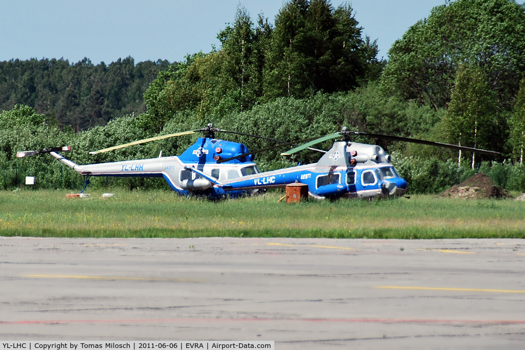 YL-LHC, Mil (PZL-Swidnik) MI-2 C/N 52754132, Akoti's Mi-2 YL-LHC and YL-LHH have been stored at Riga airport for several years.