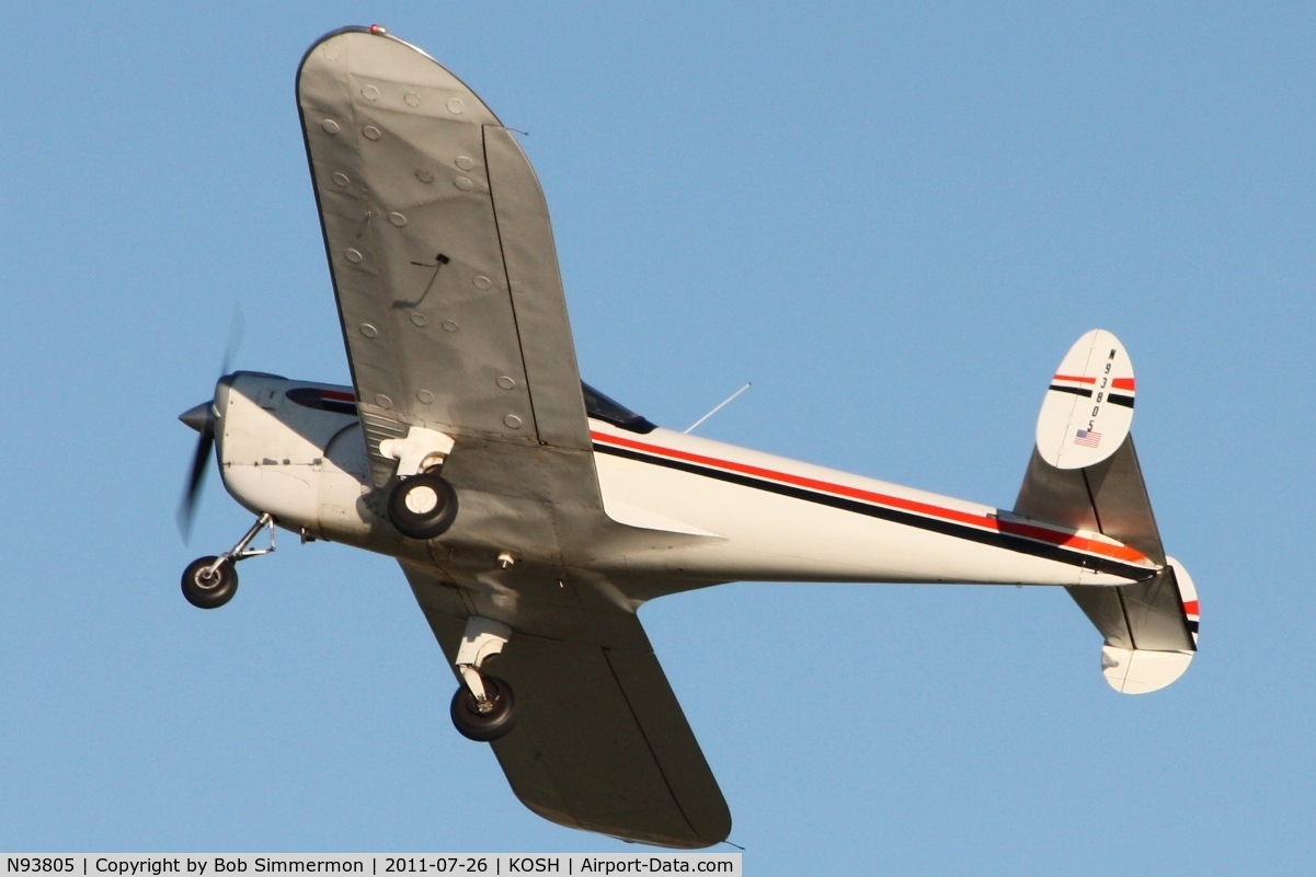 N93805, 1946 Erco 415C Ercoupe C/N 1128, Departing Airventure 2011.