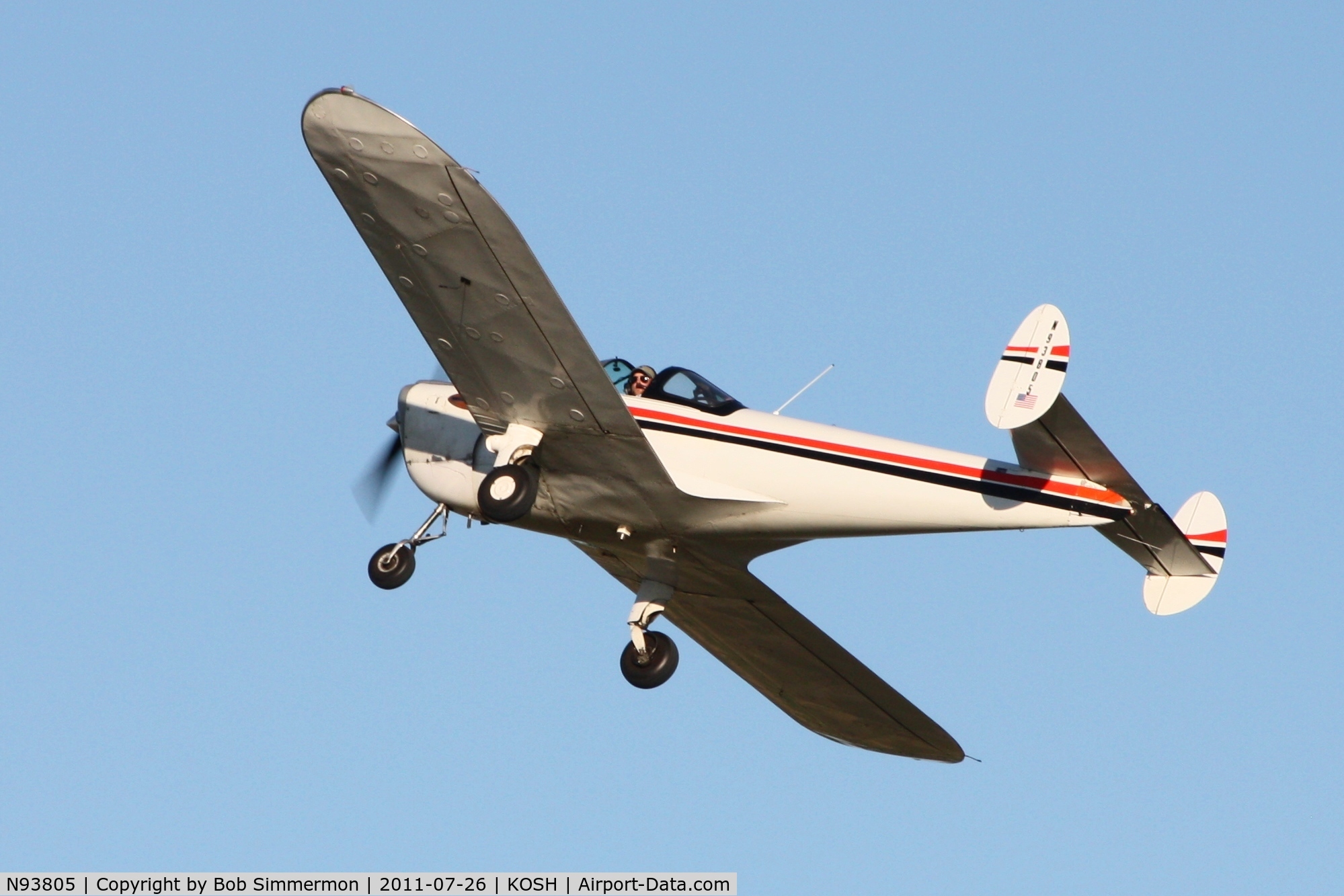 N93805, 1946 Erco 415C Ercoupe C/N 1128, Departing Airventure 2011.