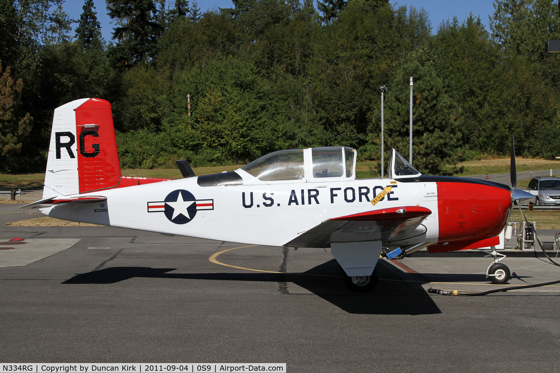 N334RG, 1954 Beech T-34A (A45) Mentor Mentor C/N G-93, A recent arrival to the Northwest from Arkansas.