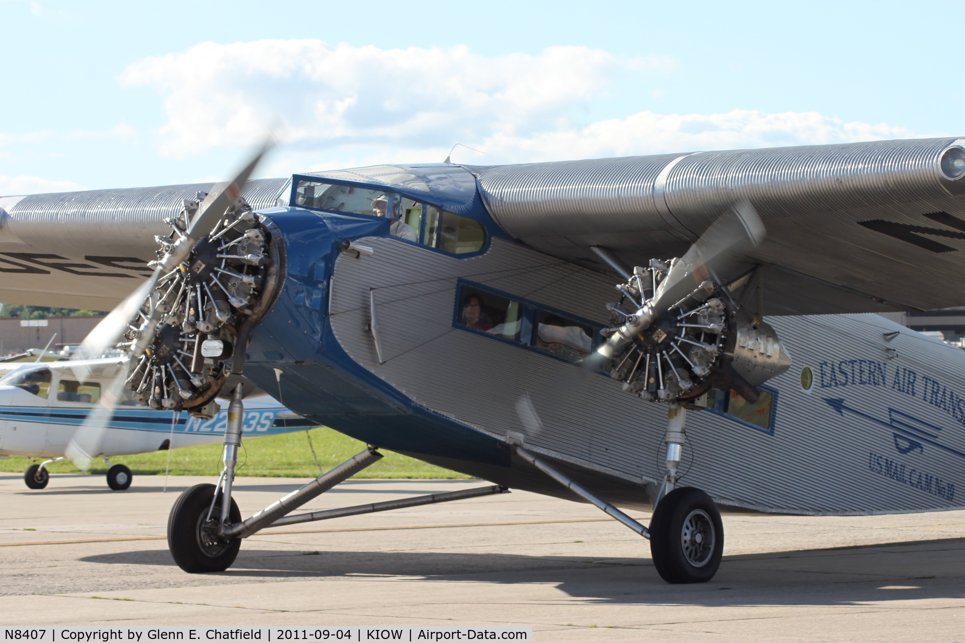 N8407, 1929 Ford 4-AT-E Tri-Motor C/N 69, Arriving at the ramp to exchange passengers.