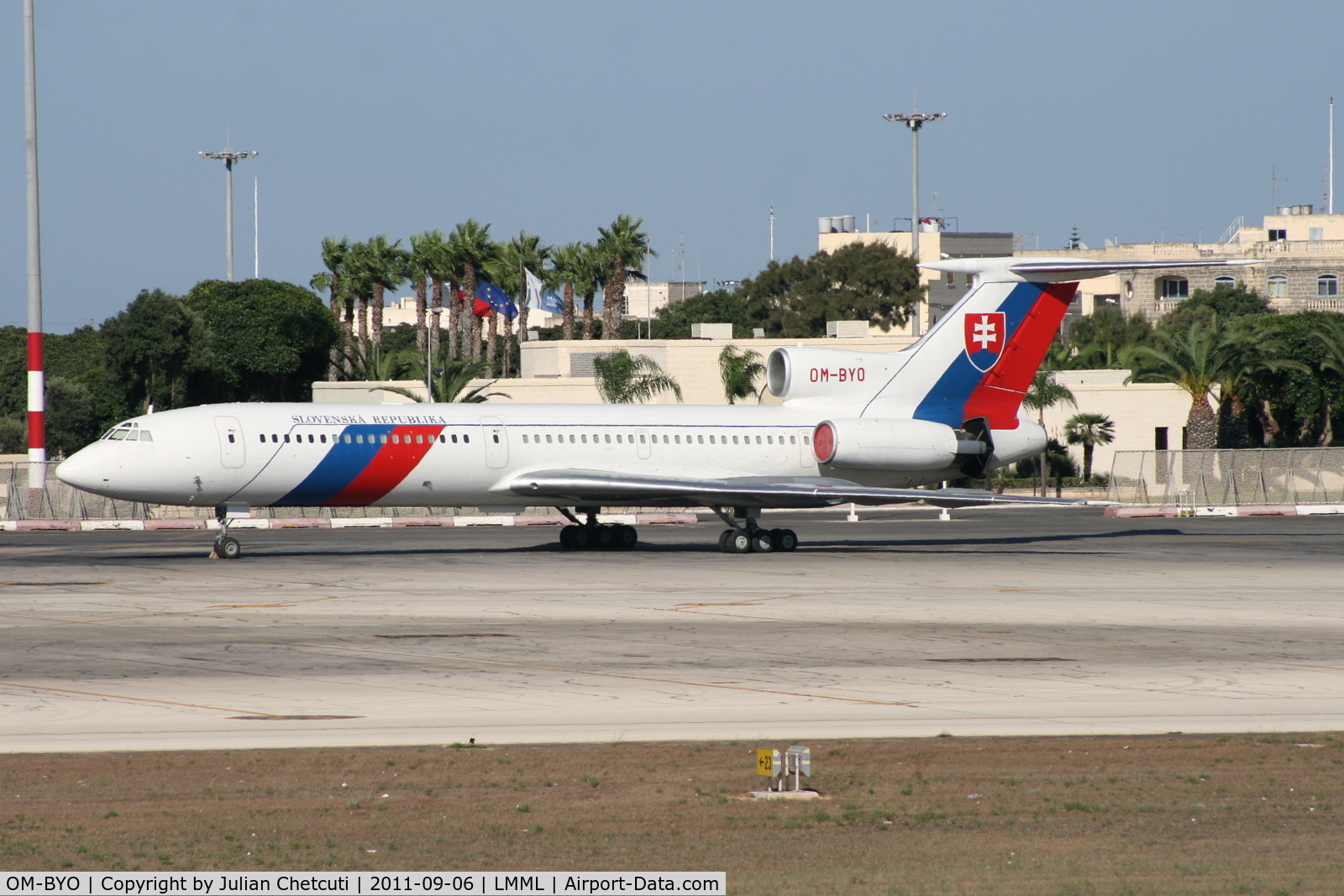 OM-BYO, 1989 Tupolev Tu-154M C/N 89A803, Aircraft brought Slovak delegation to Malta