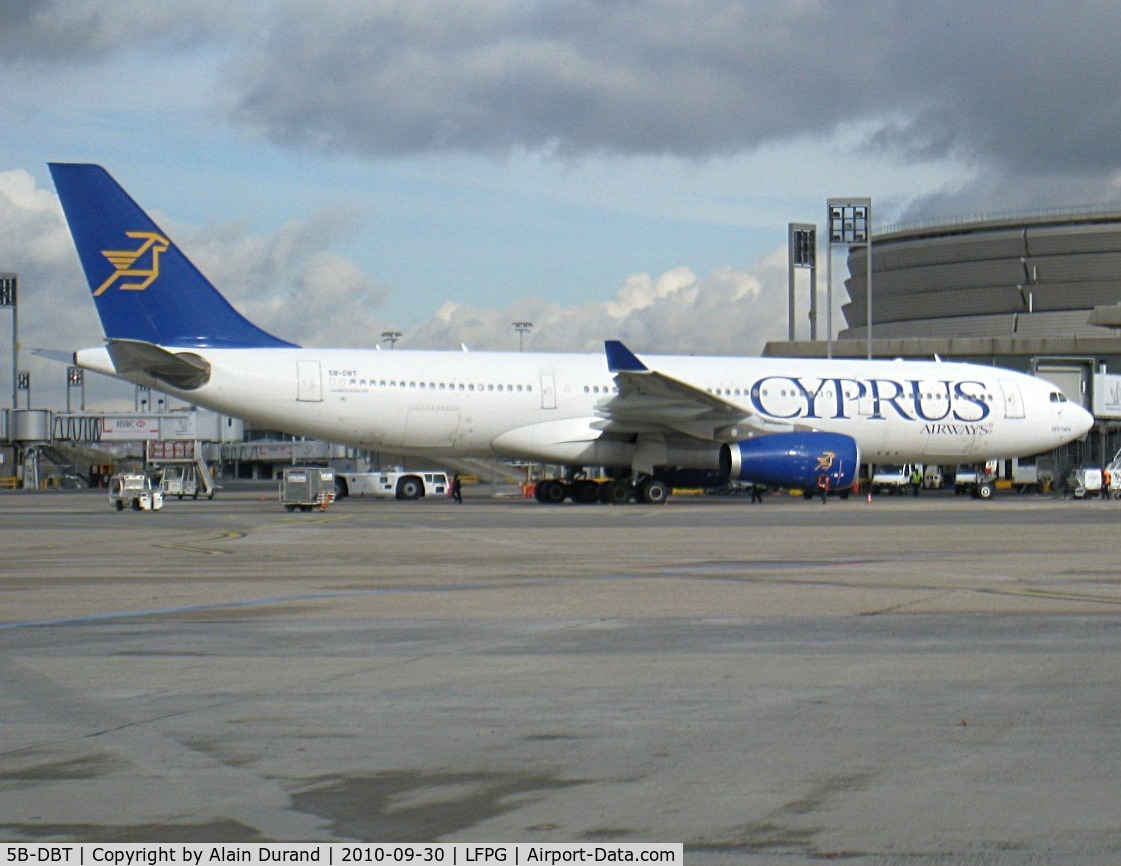 5B-DBT, 2003 Airbus A330-243 C/N 526, Cyprus Airways' other flagship was seconds to dock at Zulu 4 when pictured