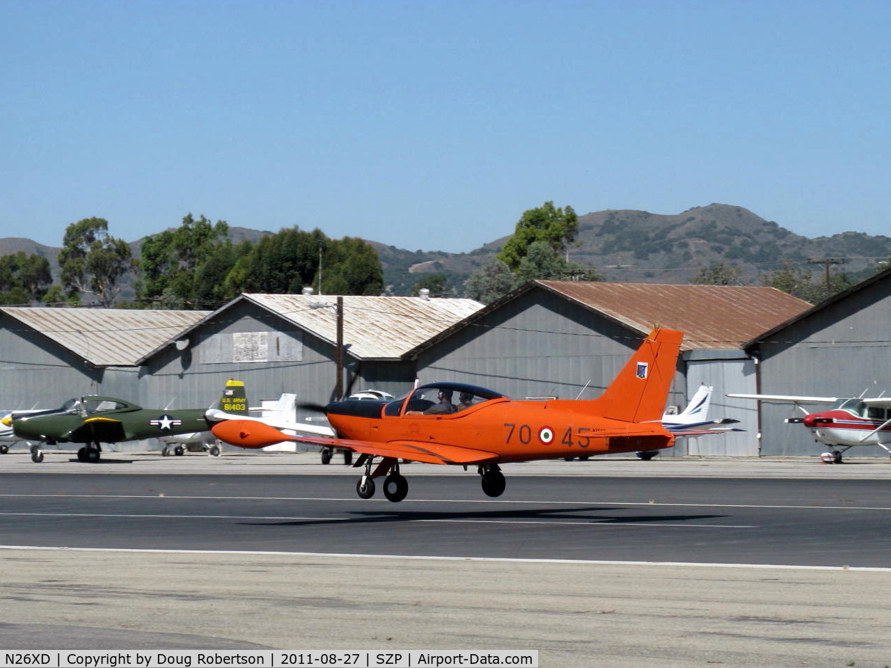 N26XD, 1987 SIAI-Marchetti F-260C C/N 40-016, 1987 SIAI Marchetti F.260C, Lycoming O-540-B4A5 260 Hp, landing Rwy 22