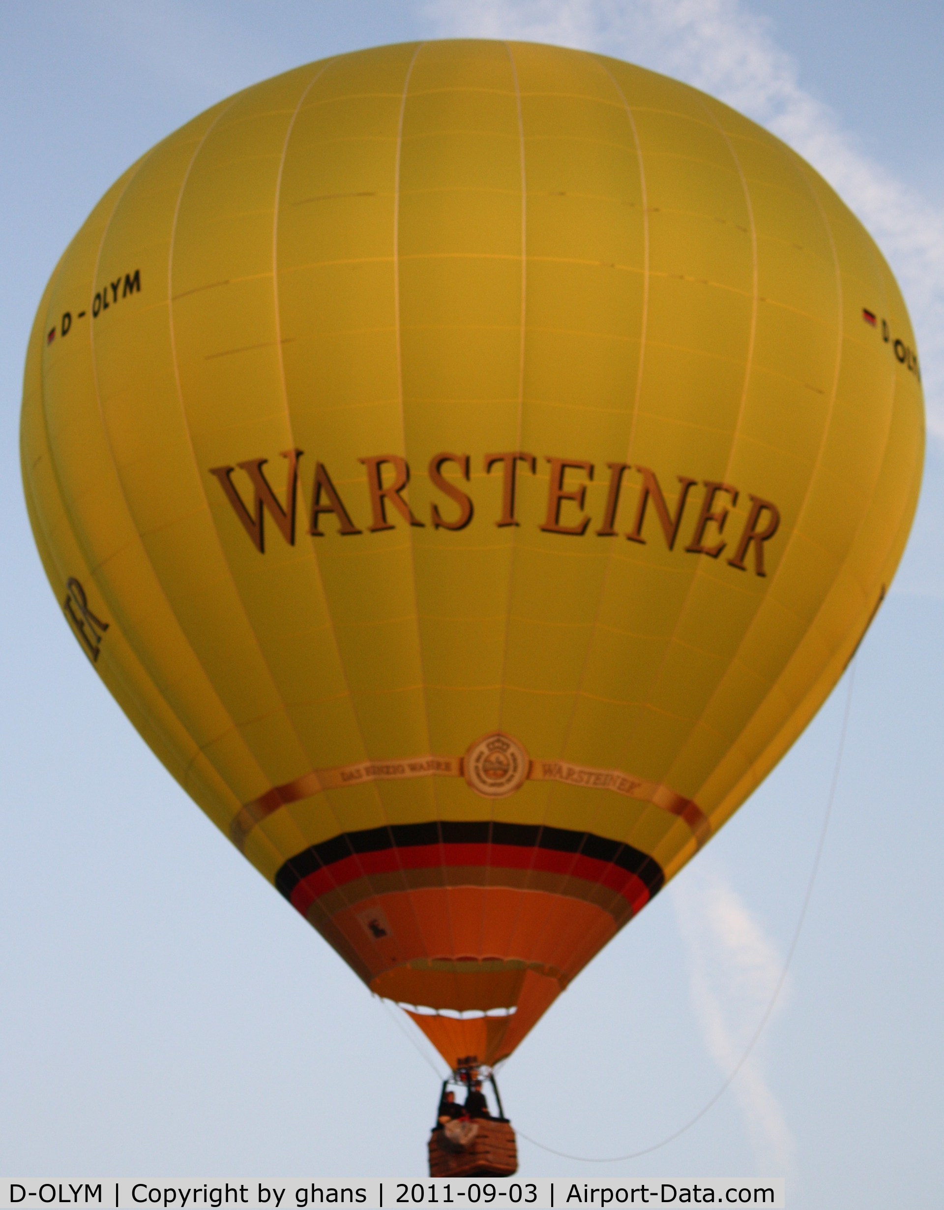 D-OLYM, 2008 Schroeder Fire Balloons G34/24 C/N 1297, WIM 2011
Warsteiner