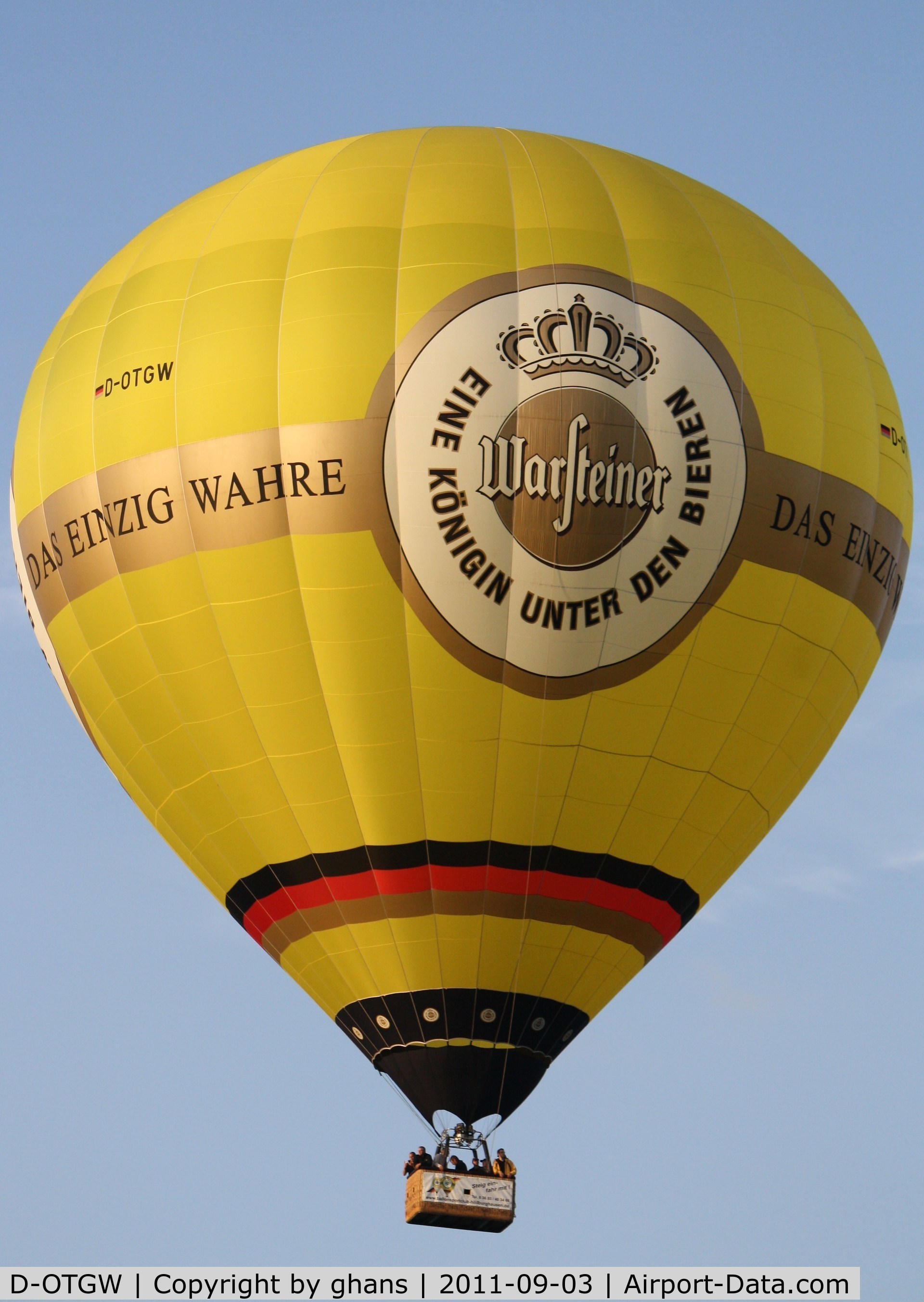 D-OTGW, 2010 Schroeder Fire Balloons G70/24 C/N 1404, WIM 2011
Warsteiner